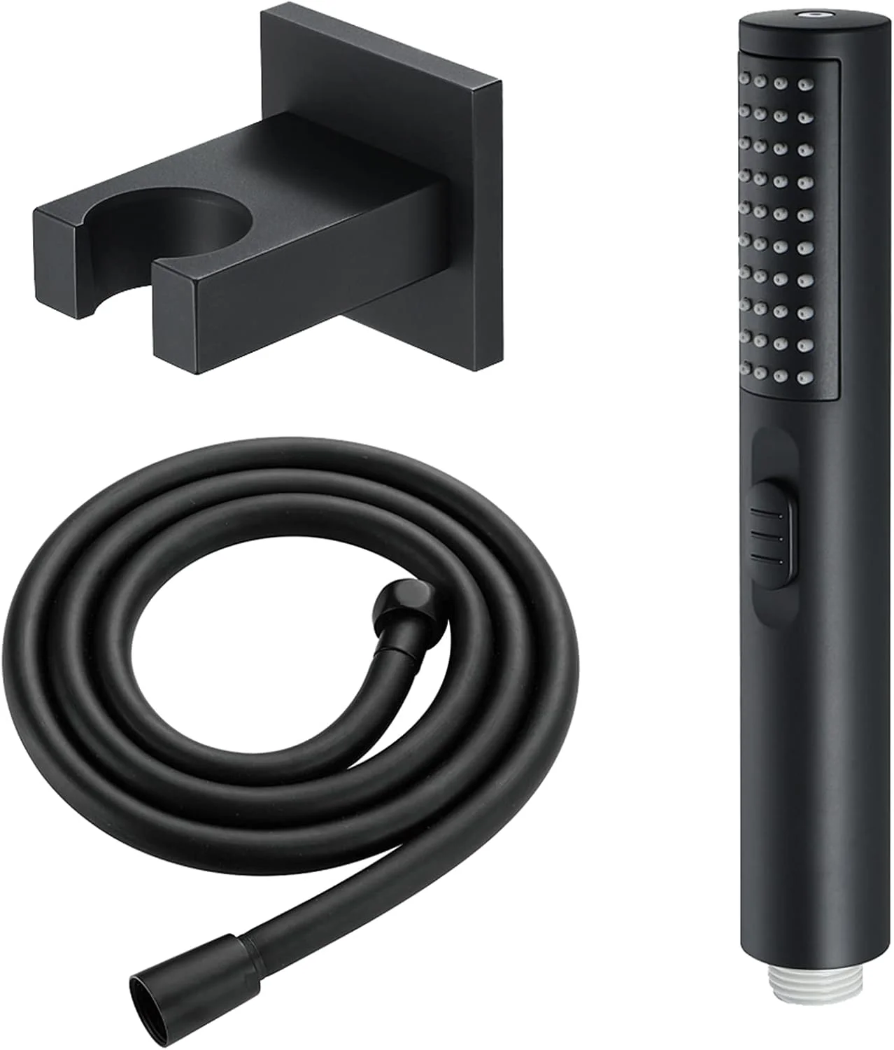 ست دوش دستی HZGLPX، سر دوش صرفه جویی در آب با فشار بالا به همراه دکمه توقف، ست دو حالته سر دوش دستی به همراه شلنگ 1.5 متری و براکت زاویه دار، گرد مشکی