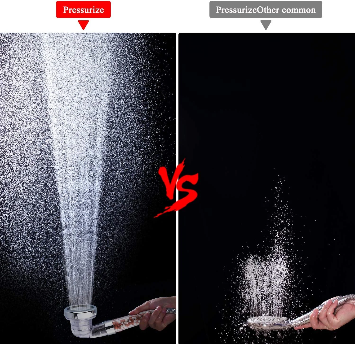 سردوش حمام فشار قوی، سردوش فیلتردار جداشدنی با 3 حالت تنظیم، صرفه جویی در آب و تصفیه کیفیت آب، سردوش دستی با مهره های فیلتر سنگی برای مو و پوست خشک (بدون شلنگ)