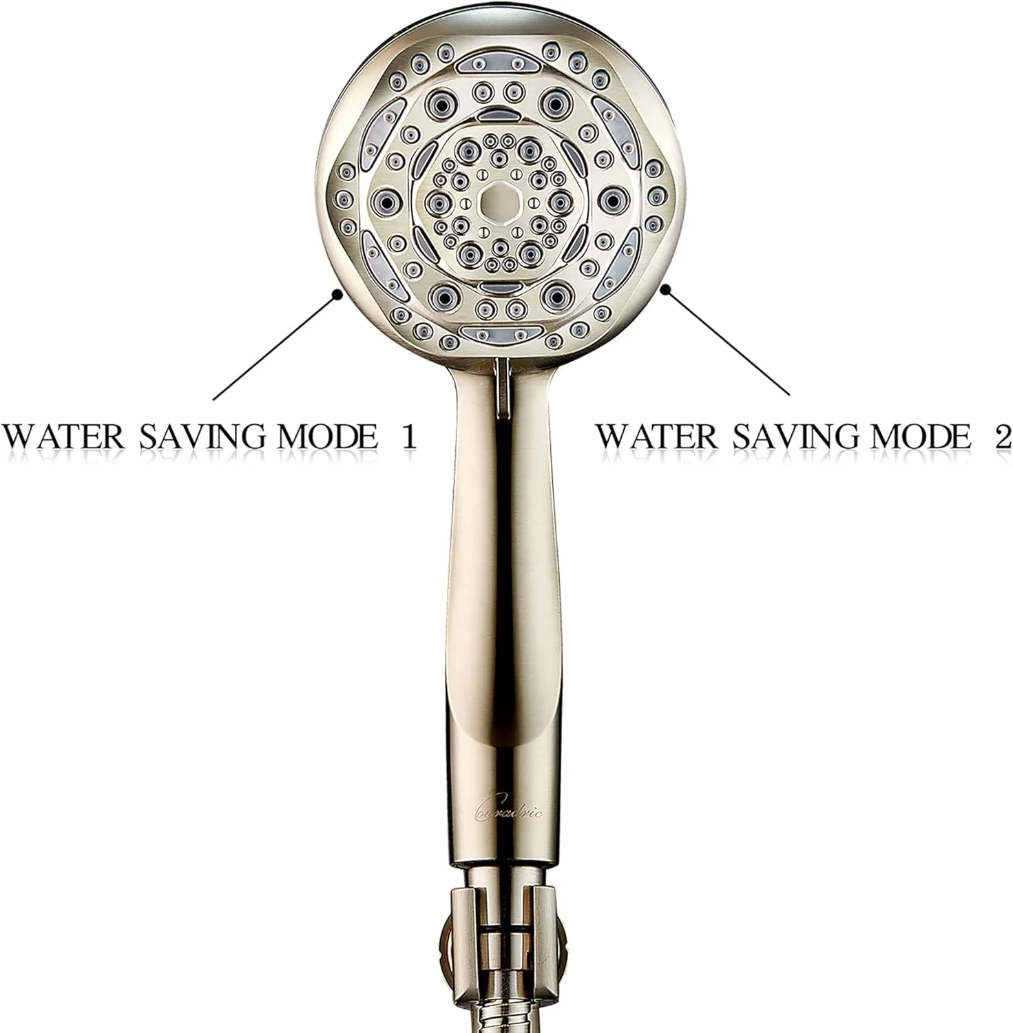 سردوش دستی کورادریک اینفان، سردوش فشار قوی 7 حالته با پایه توپی گردان برنجی و شلنگ استیل فوق العاده بلند، نیکل برس خورده، 4 اینچ