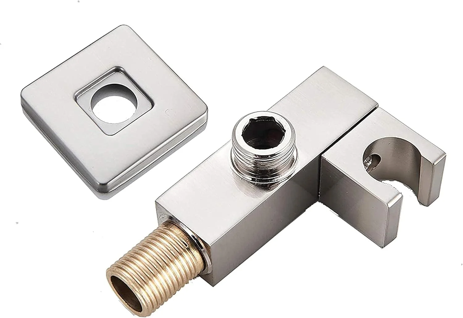 نگهدارنده سردوش دستی برنجی، رابط کروم G1/2، نگهدارنده سردوش قابل تنظیم، نصب دیواری، مربعی