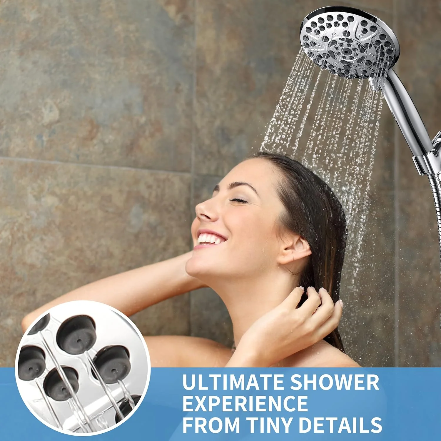 سردوش حمام پرفشار Iopsk با سر دوشی دستی، دارای 10 حالت اسپری برای تمیز کردن وان، کاشی و حیوانات خانگی، سردوش های دستی با شلنگ بلند استیل (کروم)