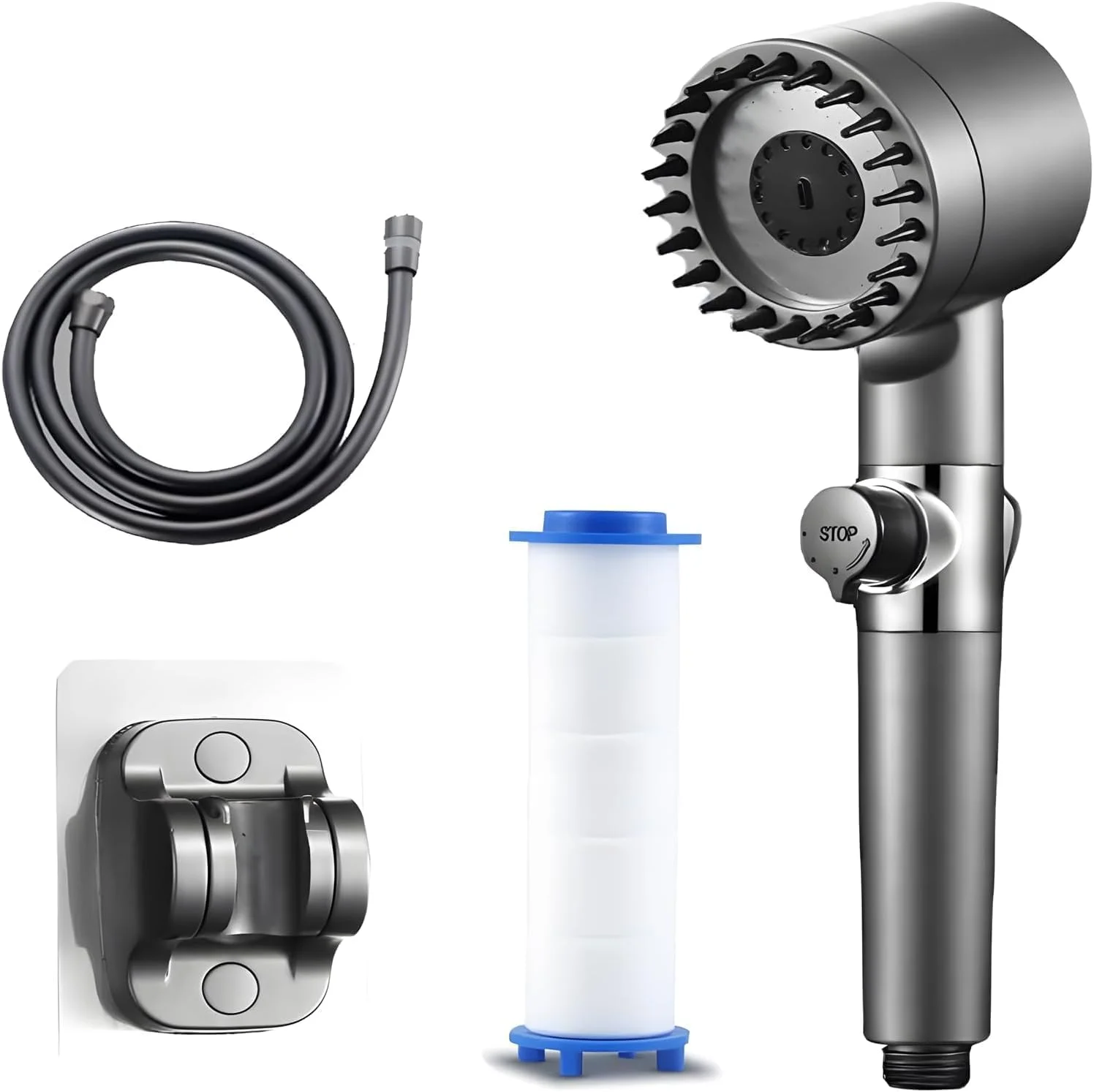 سردوش حمام با گوشی دستی، سیستم دوش مشکی با فشار قوی با 3 حالت اسپری، سردوش بارانی قابل تنظیم برای حمام و تجربه اسپا