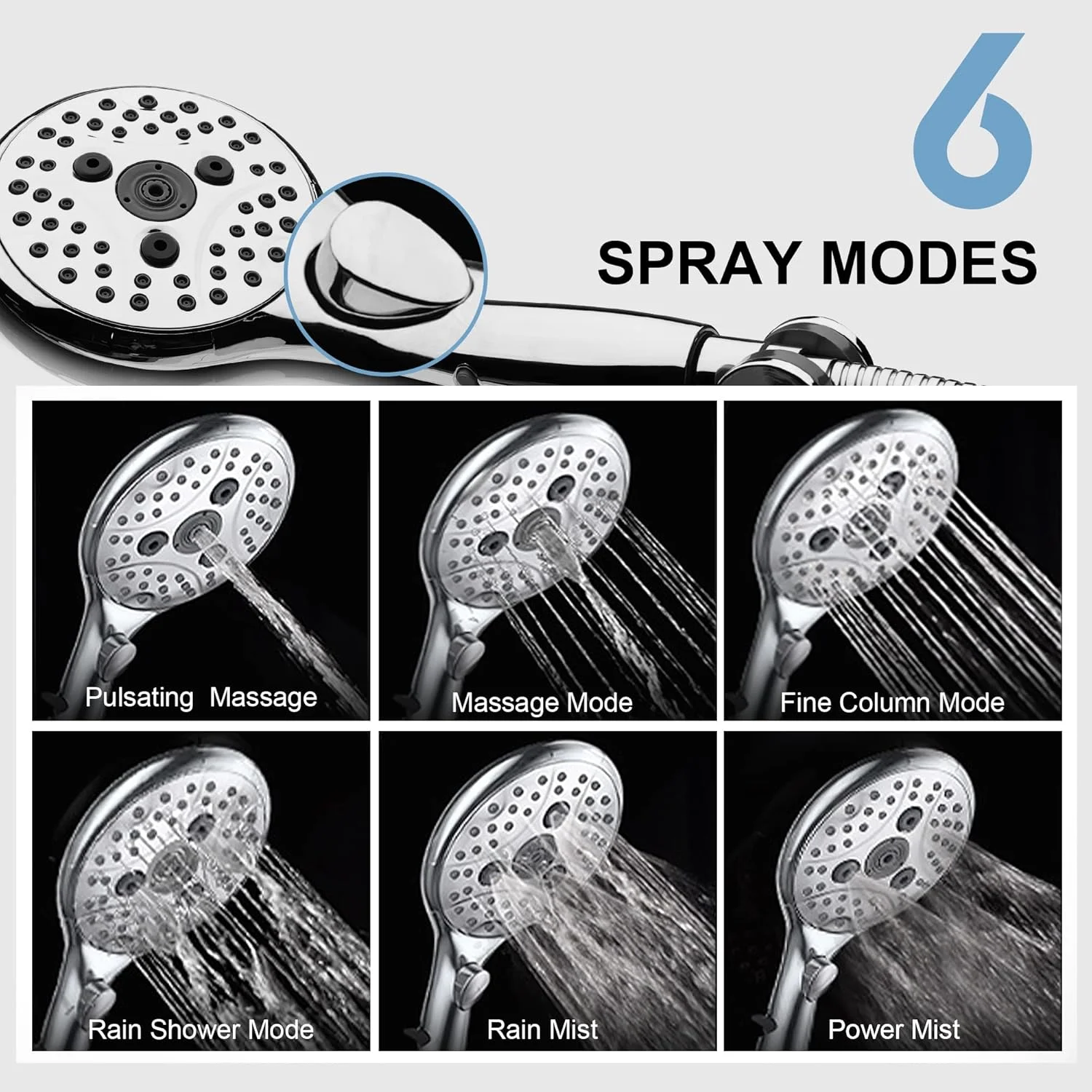 سردوش دستی گلدن هوم، سردوش دستی با 6 حالت اسپری به همراه دکمه توقف روشن/خاموش، سردوش 4.8 اینچی با شلنگ استیل 6 فوتی و نگهدارنده سردوش قابل تنظیم زاویه سردوش دستی گلدن هوم، سردوش دستی با 6 حالت اسپری به همراه دکمه توقف روشن/خاموش، سردوش 4.8 اینچی با شلنگ استیل 6 فوتی و نگهدارنده سردوش قابل تنظیم زاویه