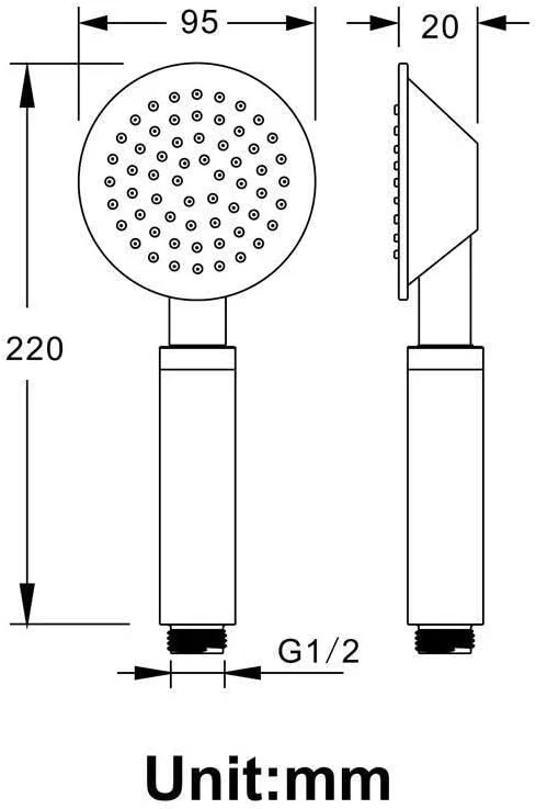 سردوش حمام JXBEAUTY، سردوش بارانی، سردوش دستی استیل ضد زنگ برس خورده گرد، سردوش حمام فشار قوی