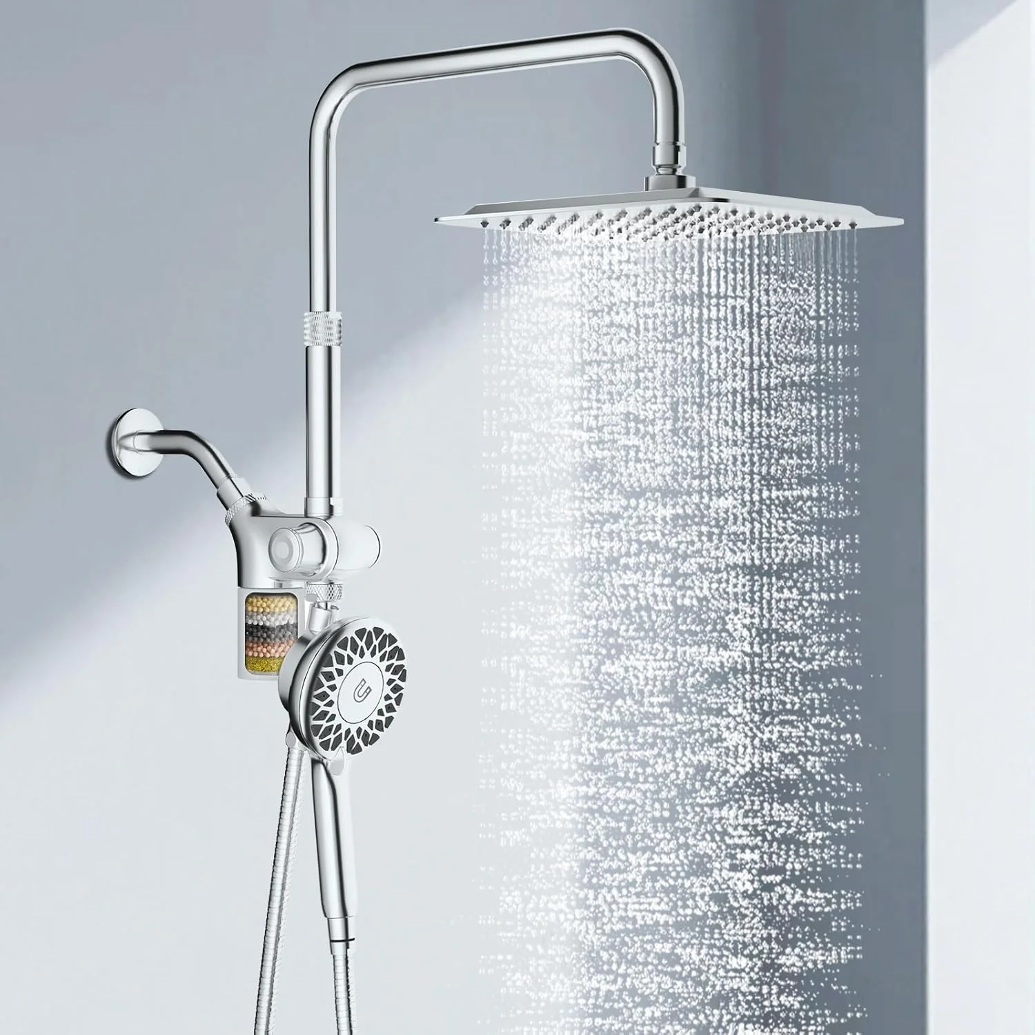 ست دوش دوگانه KAIYING با اسپری دستی، سر دوش مغناطیسی فیلتردار، ست سر دوش بارانی و دسته با فشار بالا برای حمام با فیلتر برای آب سخت، شلنگ بلند 79 اینچی (کروم) ست دوش دوگانه KAIYING با اسپری دستی، سر دوش مغناطیسی فیلتردار، ست سر دوش بارانی و دسته با فشار بالا برای حمام با فیلتر برای آب سخت، شلنگ بلند 79 اینچی (کروم)