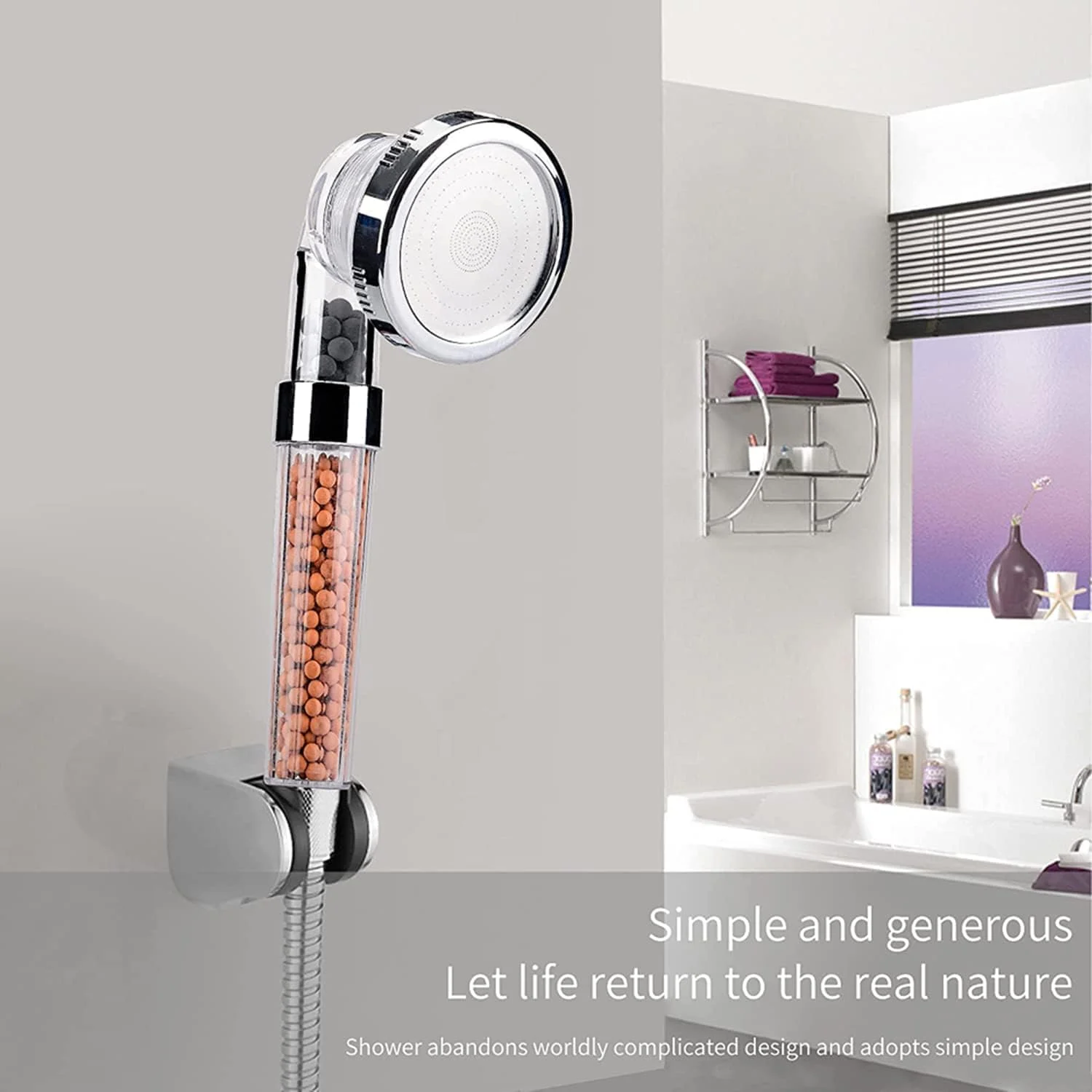 سردوش فیلتردار KASTWAVE، صرفه جویی در آب، فشار قوی برای افزایش فشار کم، سردوش دستی برای آب سخت، 3 حالت اسپری قابل تنظیم (سفید)