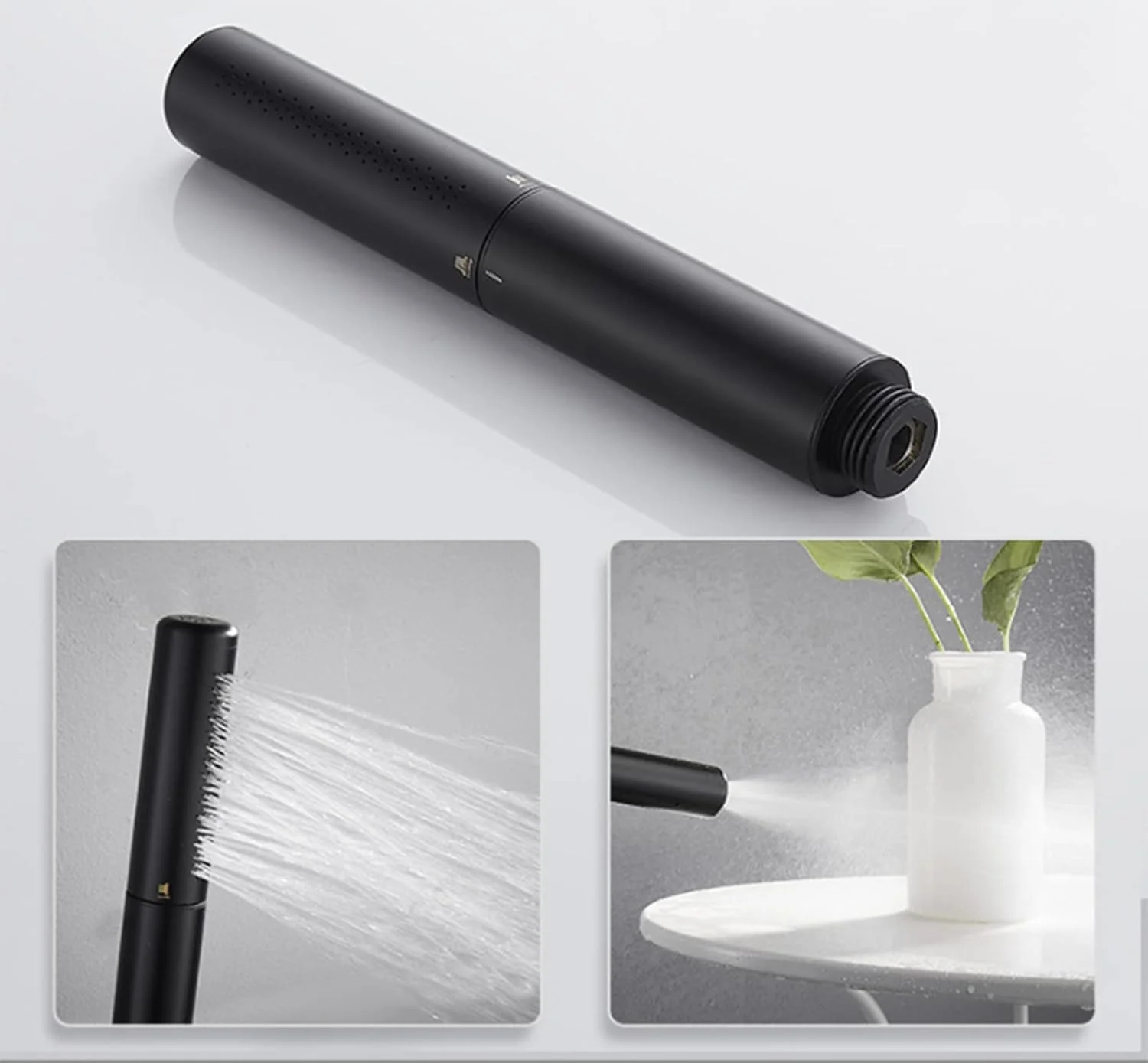 ست دوش دستی برنجی مشکی KASTWAVE با عملکرد 2 در 1، دوش 7 اینچی با فشار بالا و جریان زیاد به همراه شلنگ 59 اینچی، پایه، روکش مشکی مات