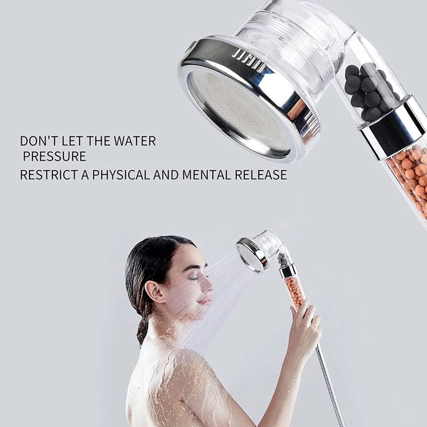 سردوش فیلتردار KASTWAVE، صرفه جویی در آب، فشار قوی برای افزایش فشار کم، سردوش دستی برای آب سخت، 3 حالت اسپری قابل تنظیم (سفید)