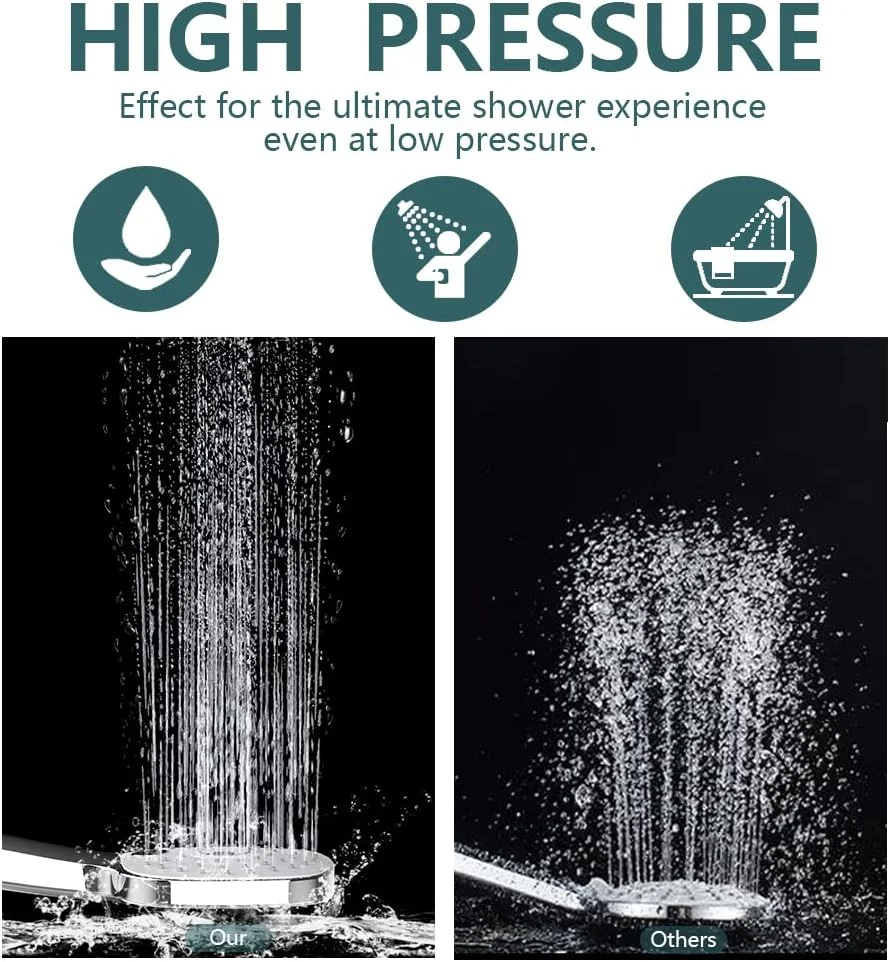 سردوش دستی پرفشار - سردوش با 3 حالت اسپری به همراه شلنگ استیل 150 سانتی‌متری و پایه قابل تنظیم، مناسب برای خانه، مسافرت و شستشوی حیوانات خانگی (نقره‌ای)