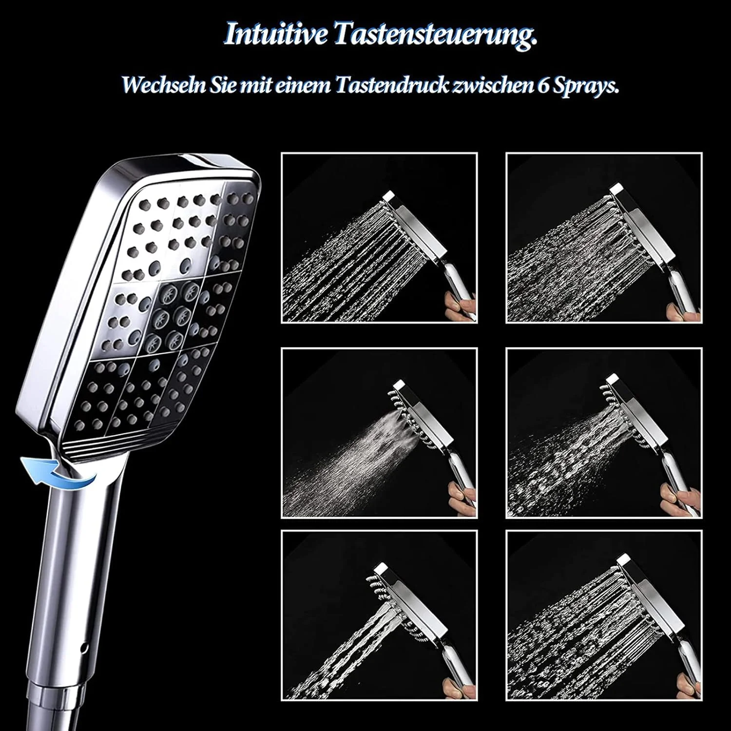 سردوش حمام فشار قوی KOHARA، سردوش دستی با جریان بالا برای حمام، سردوش دستی، سردوش توربو فن دستی، سردوش ثابت بارانی فشار قوی