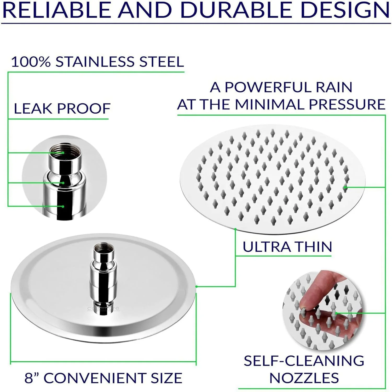 سردوش حمام دستی پرفشار KOHARA با فن توربو، سردوش دستی با جریان بالا برای حمام، سردوش ثابت پرفشار بارانی، سردوش دستی