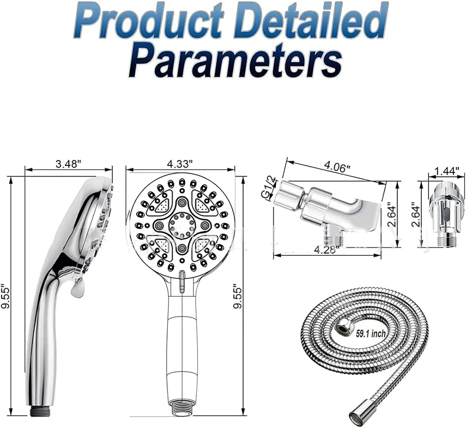سردوش حمام فشار قوی KOHARA، سردوش ثابت بارانی فشار قوی، سردوش حمام دستی با جریان بالا، سردوش فن توربو دستی، علم دوش دستی