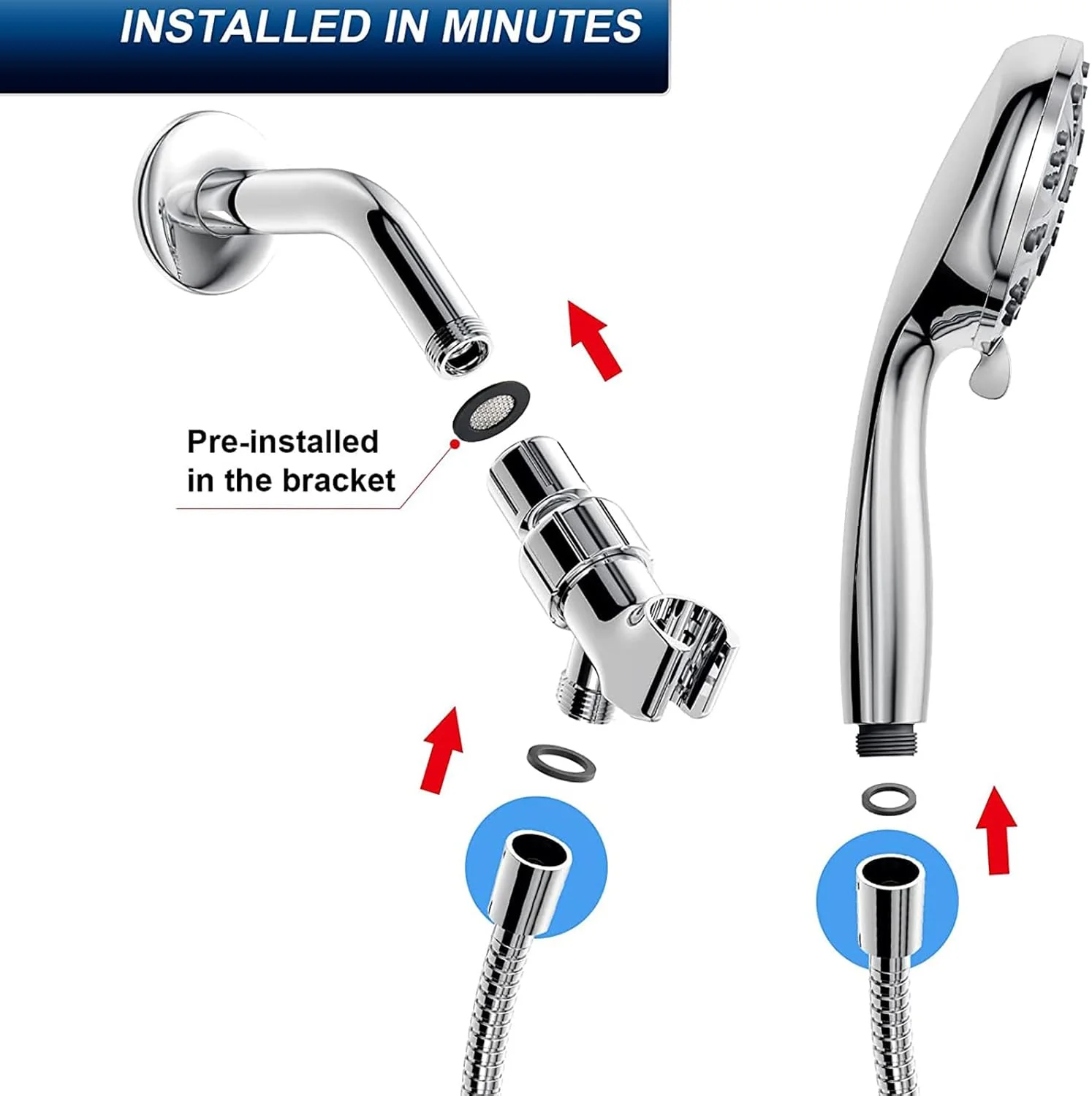 سردوش بارانی فشار قوی KOHARA، سردوش ثابت بارانی فشار قوی، سردوش، سردوش دستی توربو فن، سردوش دستی حمام با جریان بالا، سردوش دستی