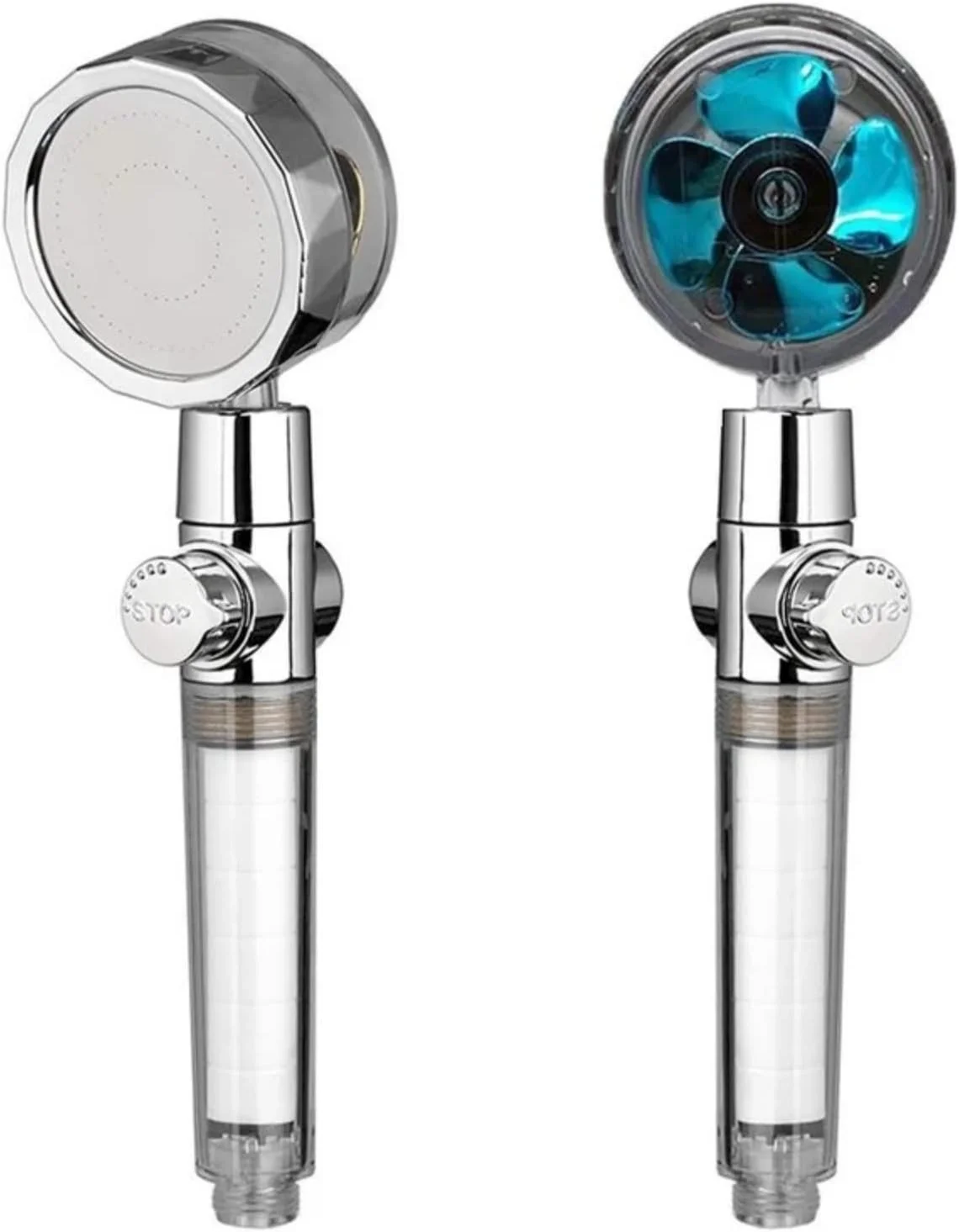 سردوش دستی پروانه ای صرفه جویی در آب با فشار بالا Kwude به همراه فیلتر، سردوش گردابی با دکمه توقف، سردوش جت آبی چرخان 360 درجه (فقط سردوش یا ترکیبی) (فقط سردوش، آبی)