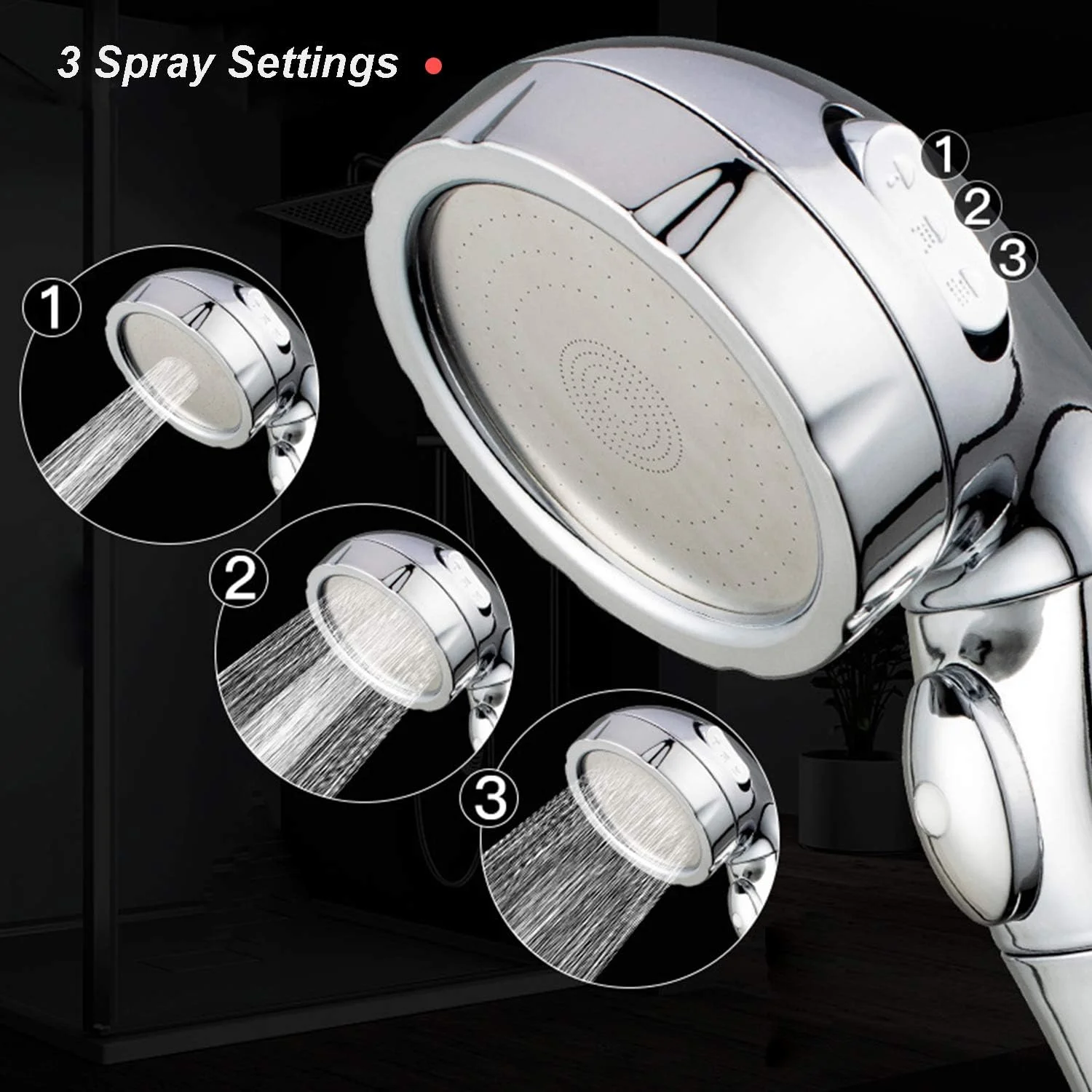 سردوش حمام لابیموس با 3 حالت تنظیم، دارای دکمه توقف/قطع و صرفه جویی در آب، سردوش دستی فشار قوی G1/2 قابل تنظیم برای حمام، جایگزین سردوش دستی