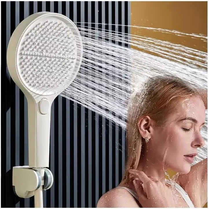 سردوش حمام فشار قوی لیموس با 4 حالت - سردوش دستی توربوشارژ با پنل بزرگ 15 سانتی متری، فناوری تزریق هوا، نازل های سیلیکونی، طراحی صرفه جویی در آب (سفید)