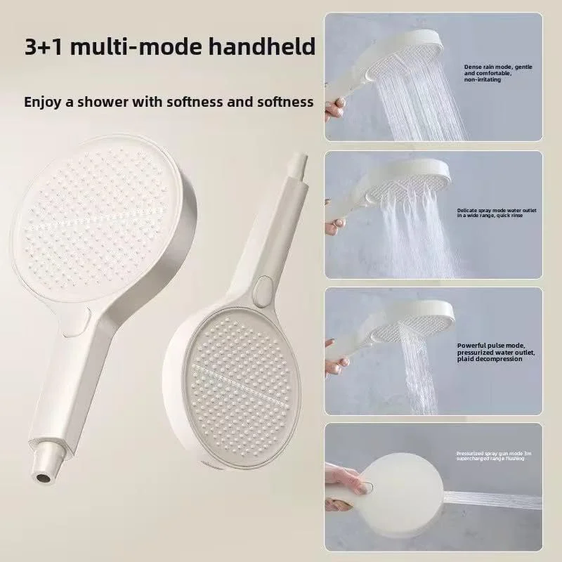 سردوش حمام فشار قوی لیموس با 4 حالت - سردوش دستی توربوشارژ با پنل بزرگ 15 سانتی متری، فناوری تزریق هوا، نازل های سیلیکونی، طراحی صرفه جویی در آب (سفید)