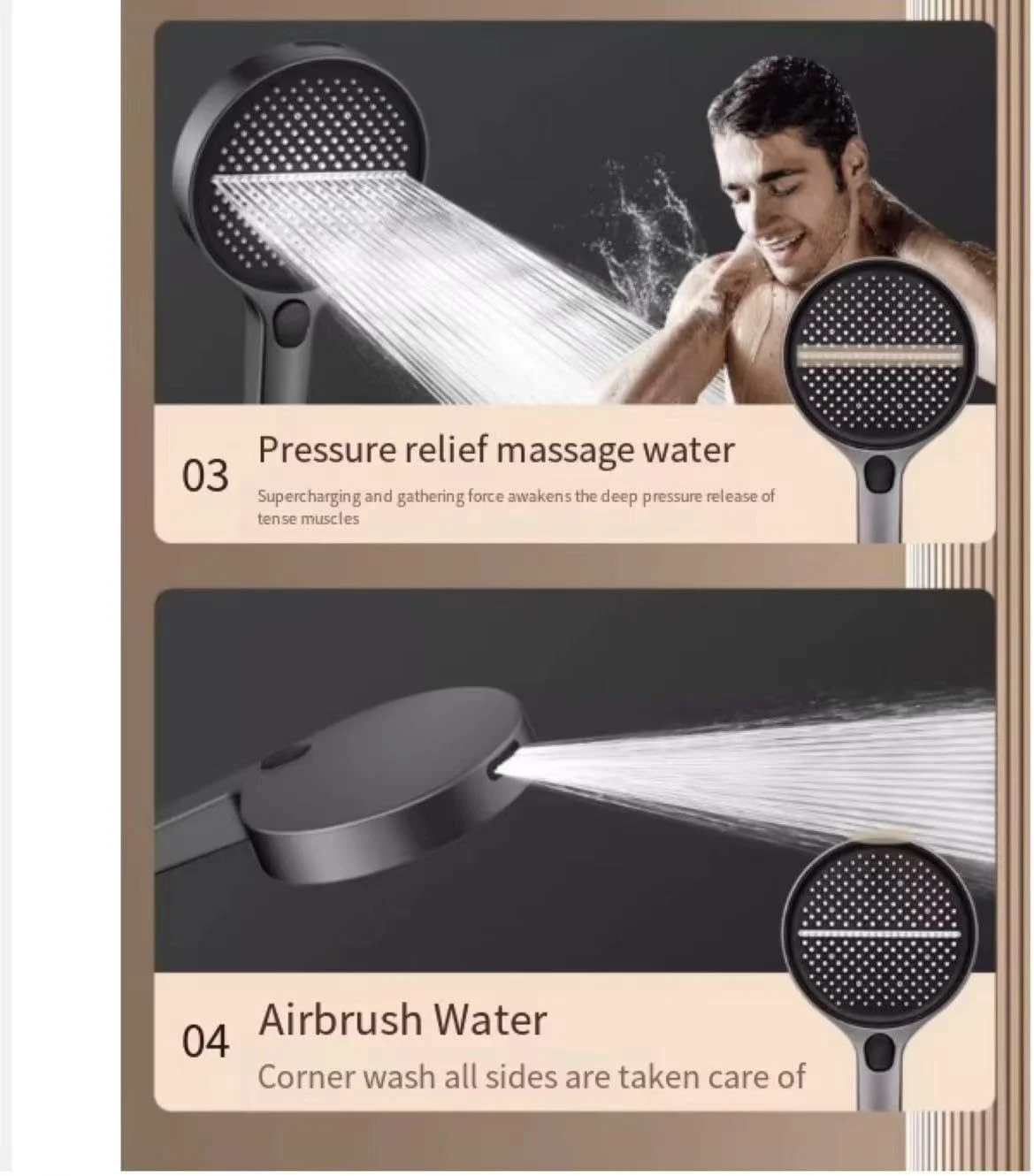 سردوش حمام فشار قوی لیموس با 4 حالت - سردوش دستی توربوشارژ با پنل بزرگ 15 سانتی متری، فناوری تزریق هوا، نازل های سیلیکونی، طراحی صرفه جویی در آب (سفید)