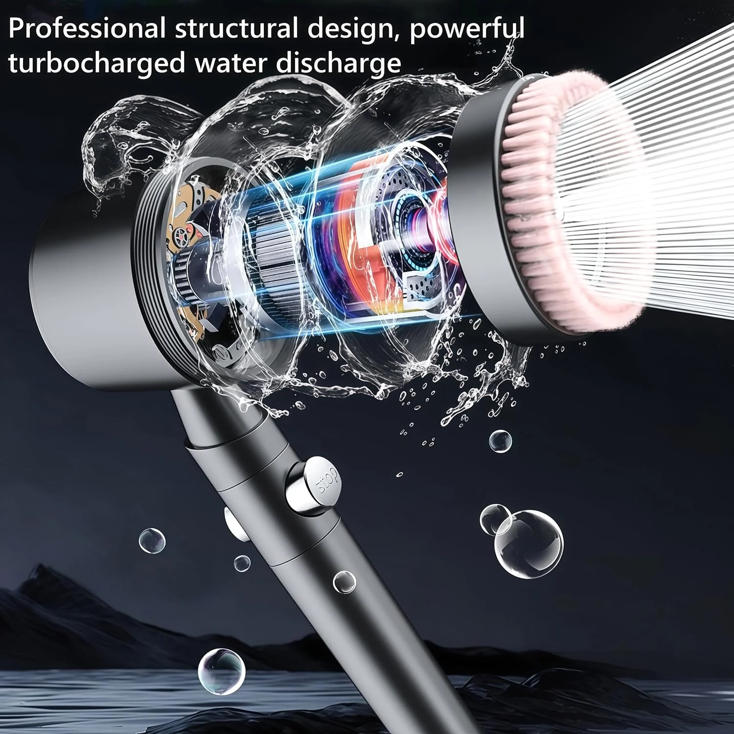 ست فیلتر دوش Lolotzii برای ریزش مو، نگهدارنده سردوش و مجموعه شلنگ، سردوش دستی با 5 حالت اسپری و فشار بالا با برس (صورتی و خاکستری)