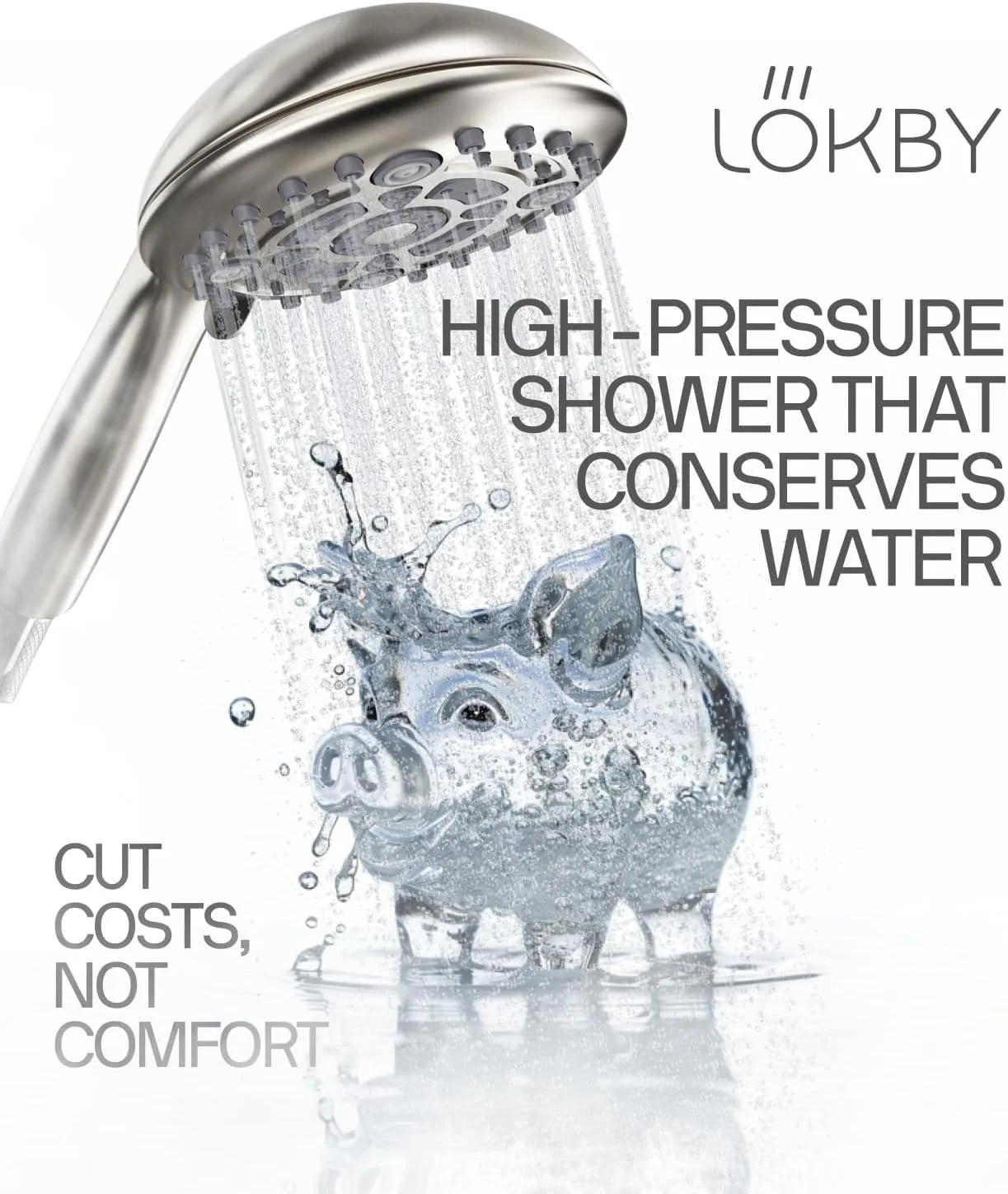 سردوش دستی 5 اینچی LOKBY با فشار بالا و 6 حالت - جریان بالا حتی با فشار آب کم - مجموعه سردوش دستی با شلنگ استیل ضد زنگ 59 اینچی، نوار تفلون، واشرهای لاستیکی، براکت - نیکل