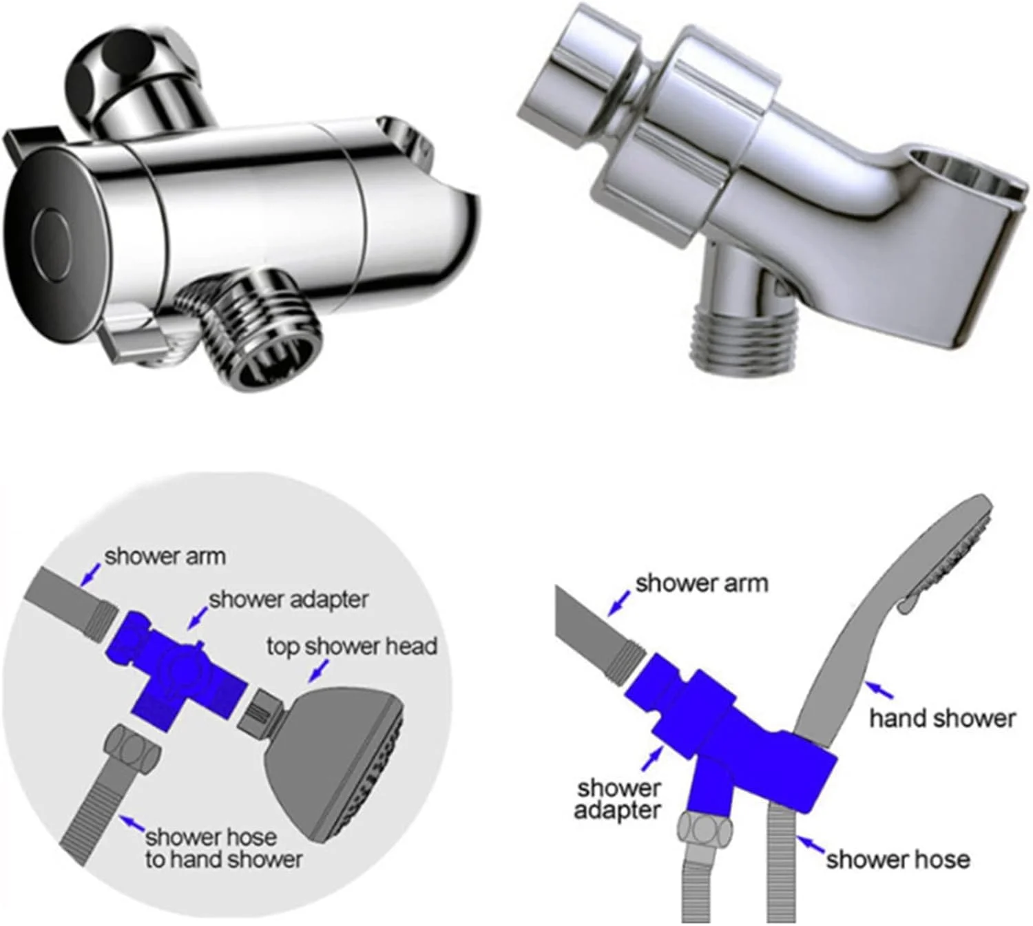 دوش دستی کروم، سر دوش 6 حالته با فشار قوی، ست سر دوش دستی با جریان بالا، به همراه شلنگ و پایه، برای وان حمام