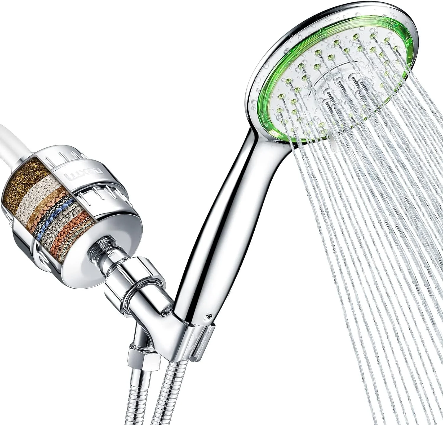 سری دوش فیلتردار، شامل سر دوش فیلتر 18 مرحله ای، سر دوش دستی اسپری فشار قوی، شلنگ، نگهدارنده بازویی دوش، برای آب سخت و کلر، کروم (S10) سری دوش فیلتردار، شامل سر دوش فیلتر 18 مرحله ای، سر دوش دستی اسپری فشار قوی، شلنگ، نگهدارنده بازویی دوش، برای آب سخت و کلر، کروم (S10)