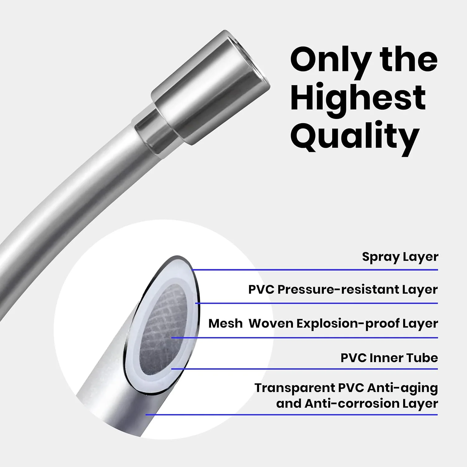 کیت لوازم جانبی شلنگ دوش و براکت حمام - نصب سریع و آسان، قابل اعتماد و بدون نشتی، شلنگ بادوام و بلند برای بهبود فشار آب و دامنه سر دوش دستی