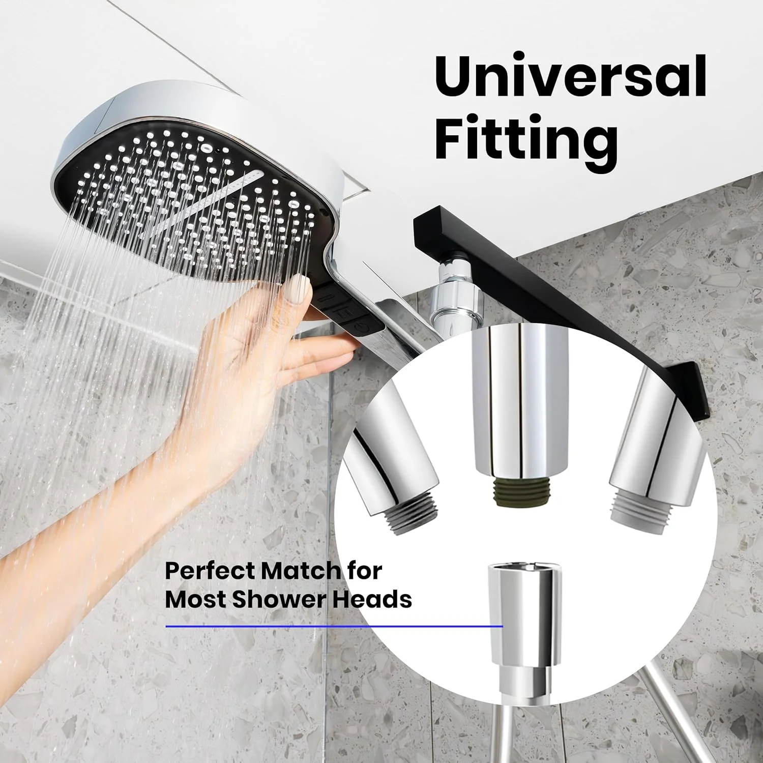 کیت لوازم جانبی شلنگ دوش و براکت حمام - نصب سریع و آسان، قابل اعتماد و بدون نشتی، شلنگ بادوام و بلند برای بهبود فشار آب و دامنه سر دوش دستی