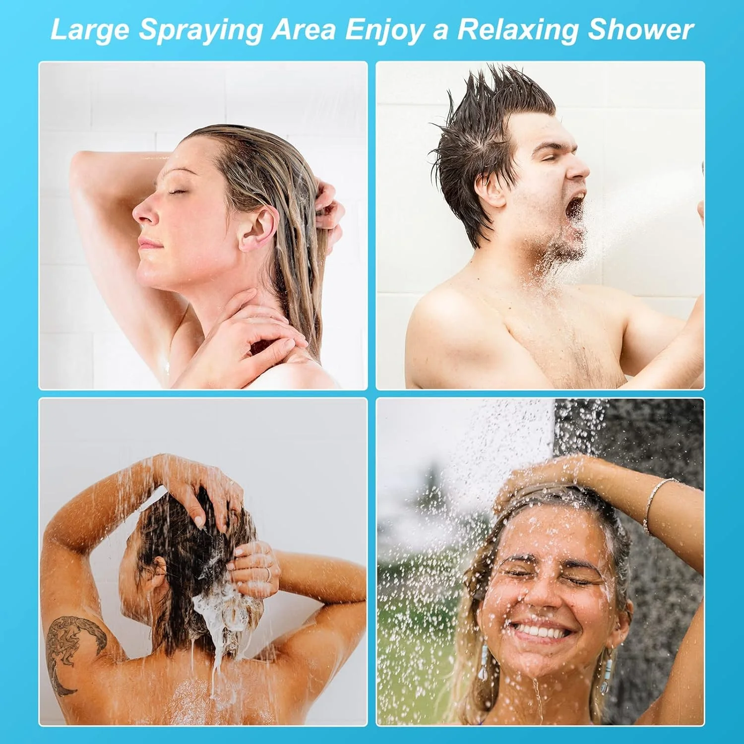 سردوش حمام MAKINGTEC با فشار بالا، دارای 4 حالت پاشش، شلنگ استیل 1.5 متری، سردوش دستی، سردوش صرفه جویی در آب با کلید توقف، لوازم ضروری حمام، نقره ای