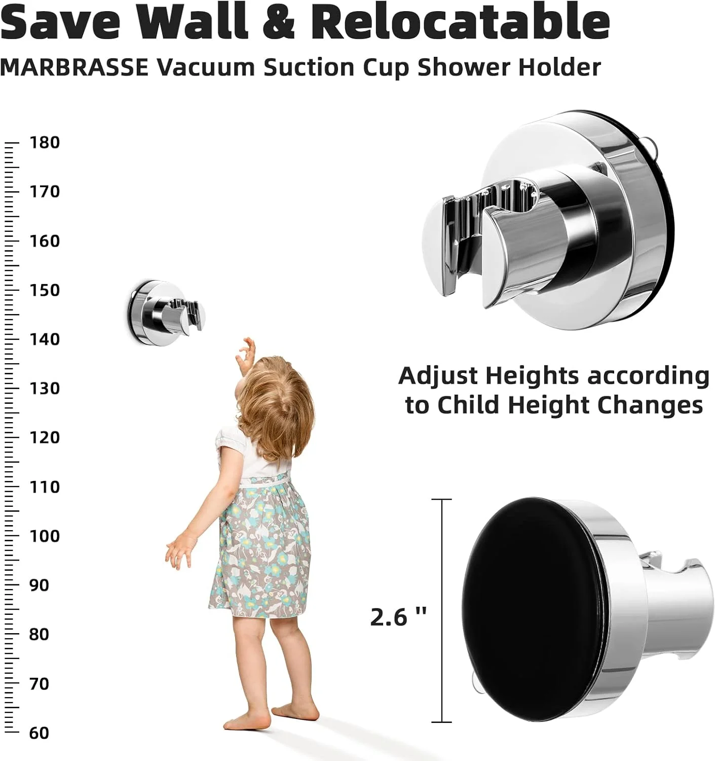 سردوش دستی فشار قوی Marbrasse با 3 حالت، دکمه فشاری روشن/خاموش و سوییچ کنترل جریان، اسپری های بدنه با قابلیت تنظیم زاویه و صرفه جویی در آب (کروم)