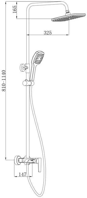 ست کامل علم دوش بارانی میلانو Enzo - رنگ طوسی | شیر دوش تنظیم فشار برنجی | سیستم دوش بارانی دیواری برای حمام با دوش دستی قابل تنظیم