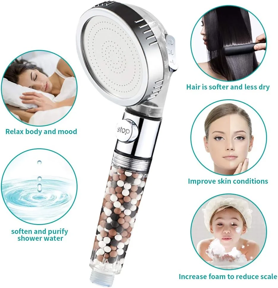 سردوش حمام MIAOHUI Zenbody با مهره های فیلتر، سردوش حسادت حمام 3 حالته با کلید روشن/خاموش، سردوش آبگرم دستی سازگار با محیط زیست با شلنگ، براکت قابل تنظیم، نگهدارنده خود چسب