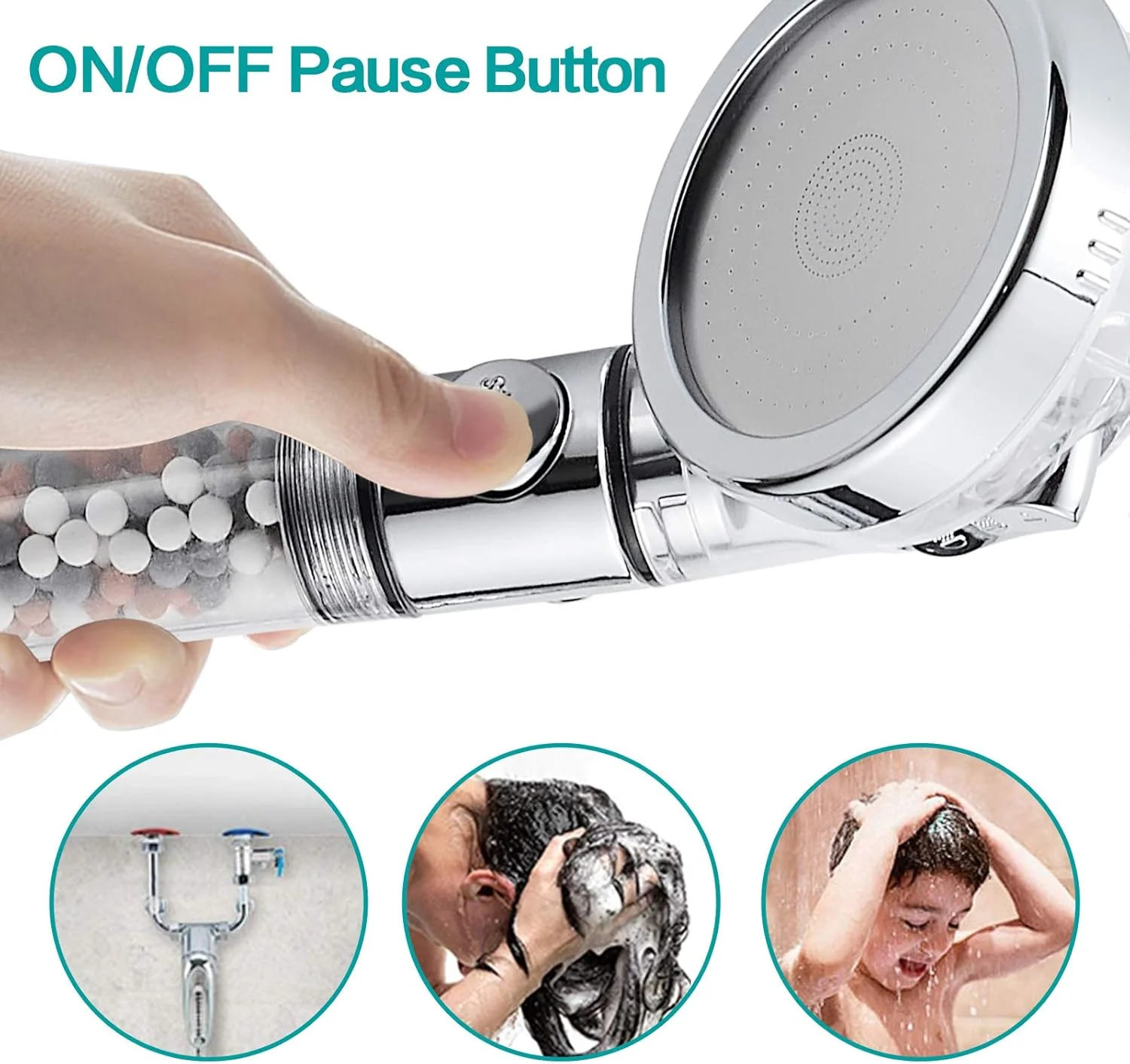 سردوش حمام MIAOHUI Zenbody با مهره های فیلتر، سردوش حسادت حمام 3 حالته با کلید روشن/خاموش، سردوش آبگرم دستی سازگار با محیط زیست با شلنگ، براکت قابل تنظیم، نگهدارنده خود چسب