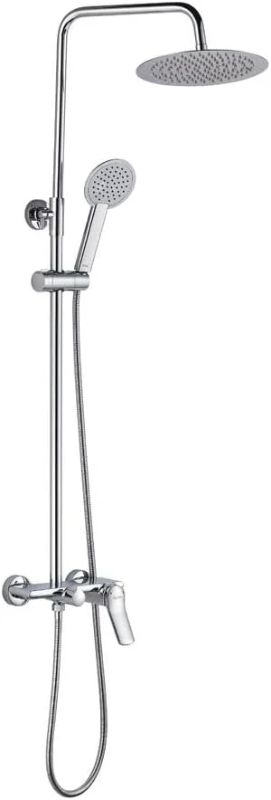 مجموعه دوش حمام مدل Milano Mita با روکش کروم | بدنه فلزی مستحکم با سیستم تنظیم فشار آب | سیستم دوش بارانی دیواری به همراه دوش دستی - (23x32.5x113.5) سانتی متر