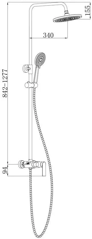 ست کامل دوش بارانی میلانو Melz - روکش طلایی مات | شیر دوش تنظیم فشار برنجی جامد | سیستم دوش بارانی دیواری برای حمام با دوش دستی قابل تنظیم