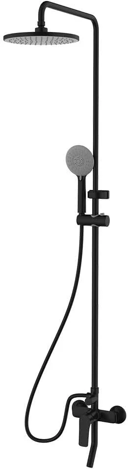 ست دوش بارانی قهوه ای Milano Plus - پرداخت مشکی مات | شیر دوش متعادل کننده فشار برنجی جامد | سیستم دوش بارانی دیواری برای توالت و حمام با دوش دستی قابل تنظیم