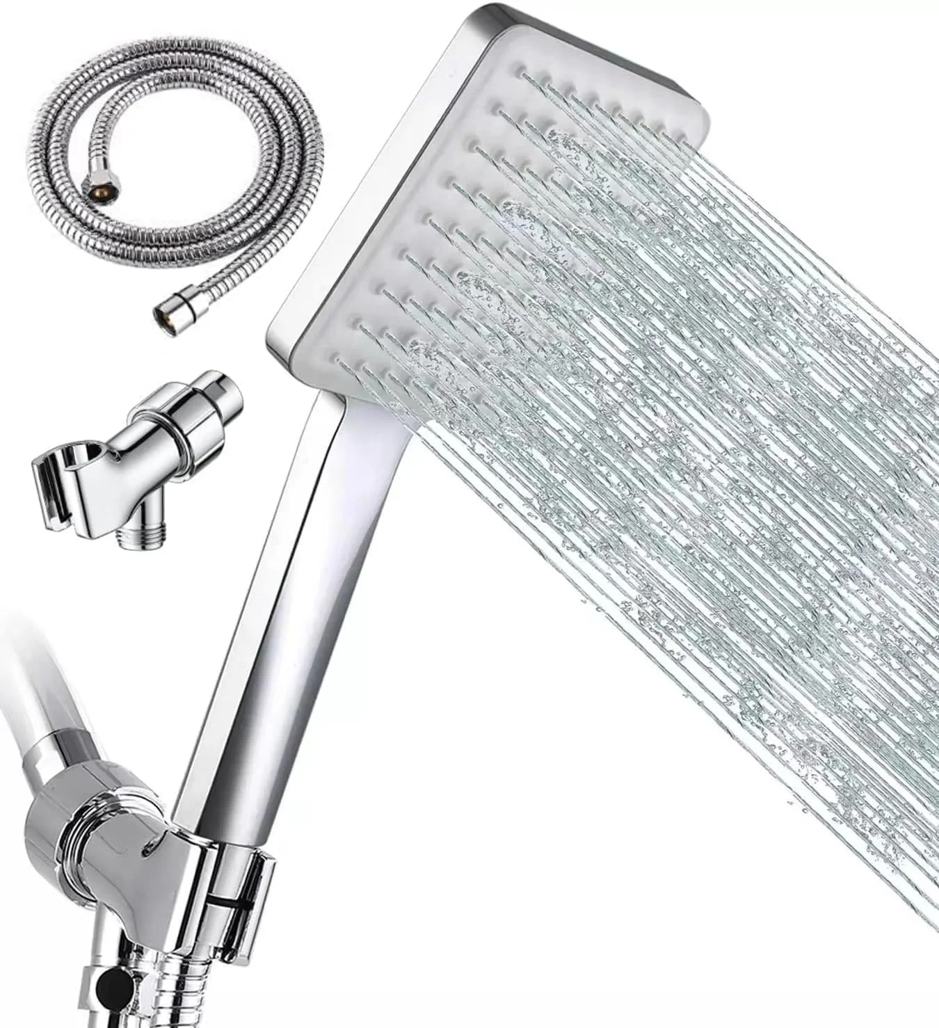 سردوش دستی پرفشار MIXDE - سردوش های دستی مربعی مدرن - سردوش جداشدنی با شش حالت به همراه شلنگ، تغییر حالت ها بسیار آسان تر از مدل های چرخشی، لوازم جانبی دوش