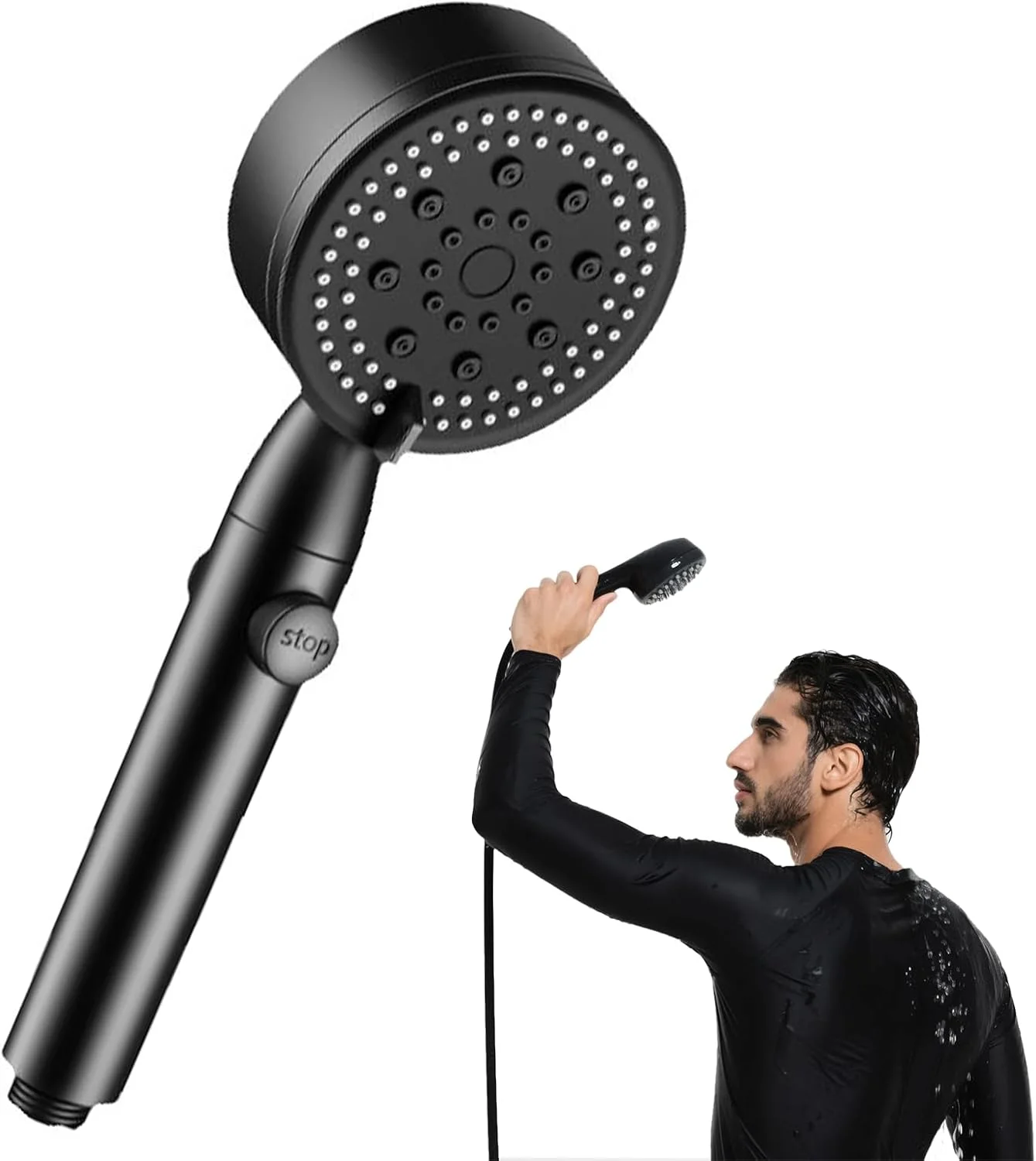 سردوش حمام با فشار قوی و 5 حالت قابل تنظیم - سردوش بارانی صرفه جویی در آب با اسپری دستی، نازل های ضد گرفتگی - لوازم جانبی ایده آل حمام برای تجربه ماساژ مانند اسپا