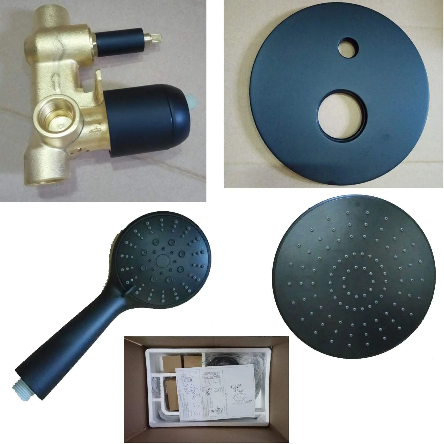 سیستم دوش دستی مشکی TEmkin، مجموعه شیر دوش دیواری سازگار با حمام با سر دوش بارانی فشار قوی و مجموعه سر دوش دستی با دوام