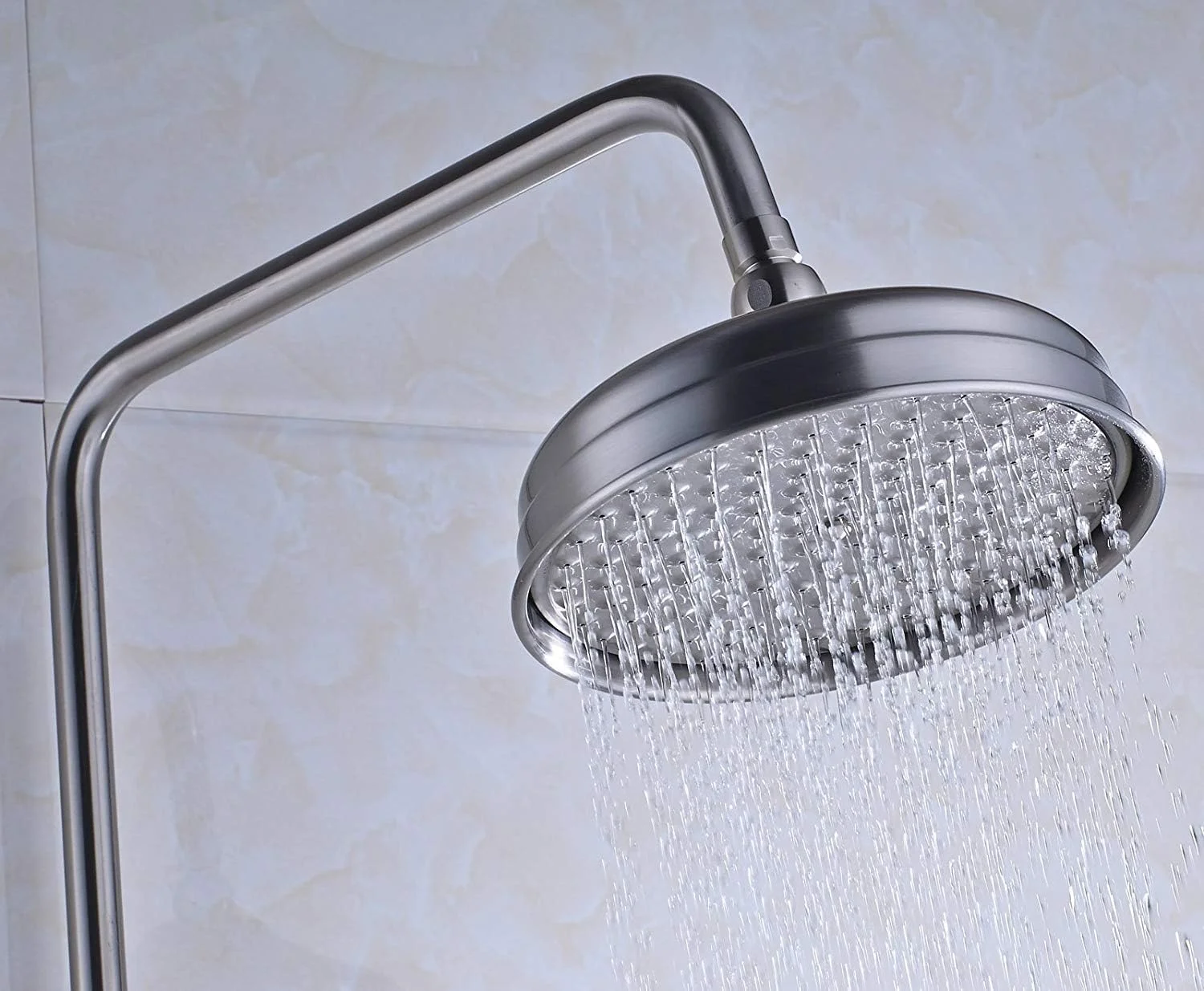 سیستم دوش، سیستم شیر دوش حمام دیواری نیکل برس خورده با سر دوش بارانی 8 اینچی + اسپری دستی، ست دوش لوکس