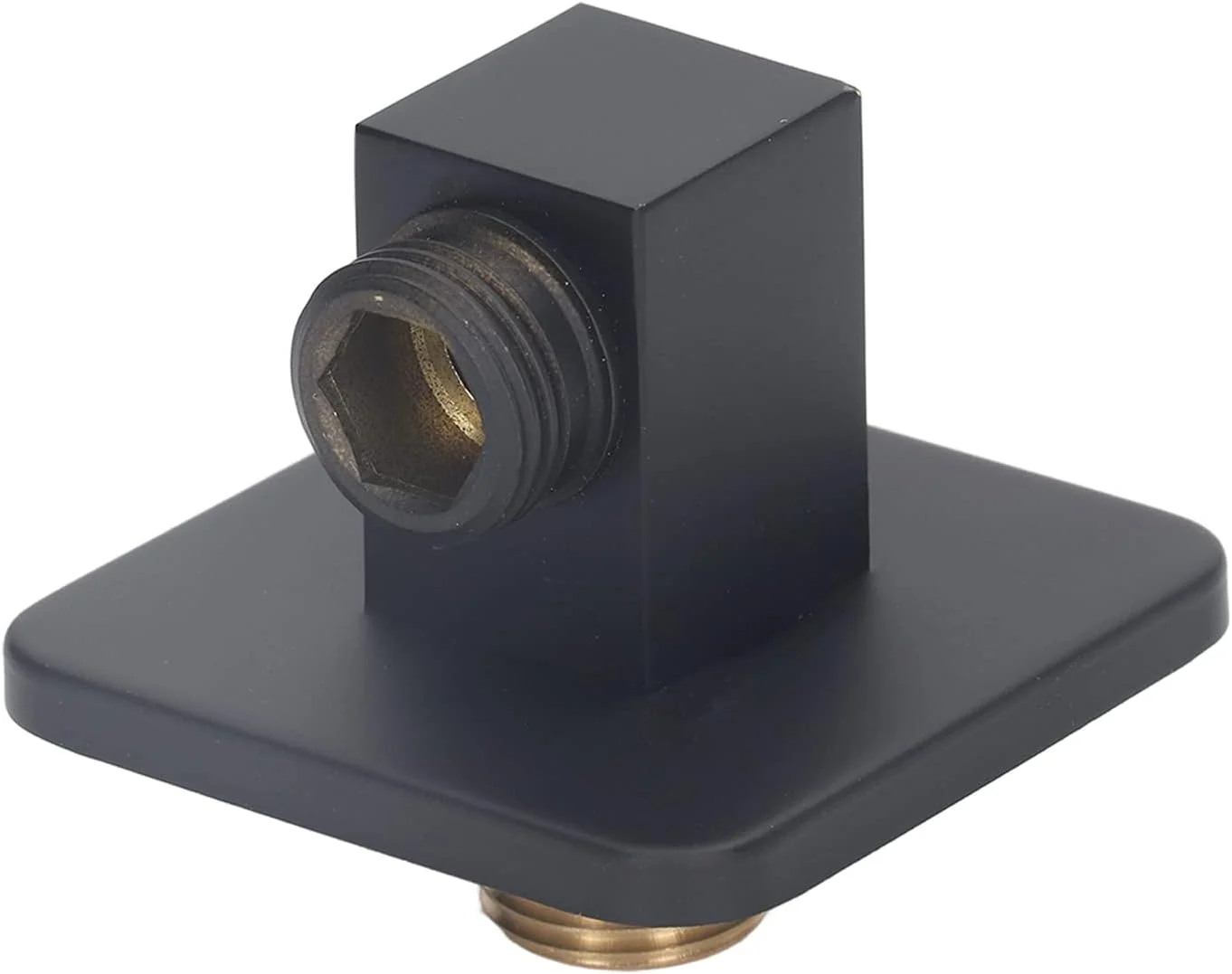 زانویی دیواری برنجی با خروجی آب G1/2، زانویی مربعی شکل برای اتصال شلنگ دوش دستی با کانکتور شلنگ دوش G1/2 اینچی و فلنج (مشکی)