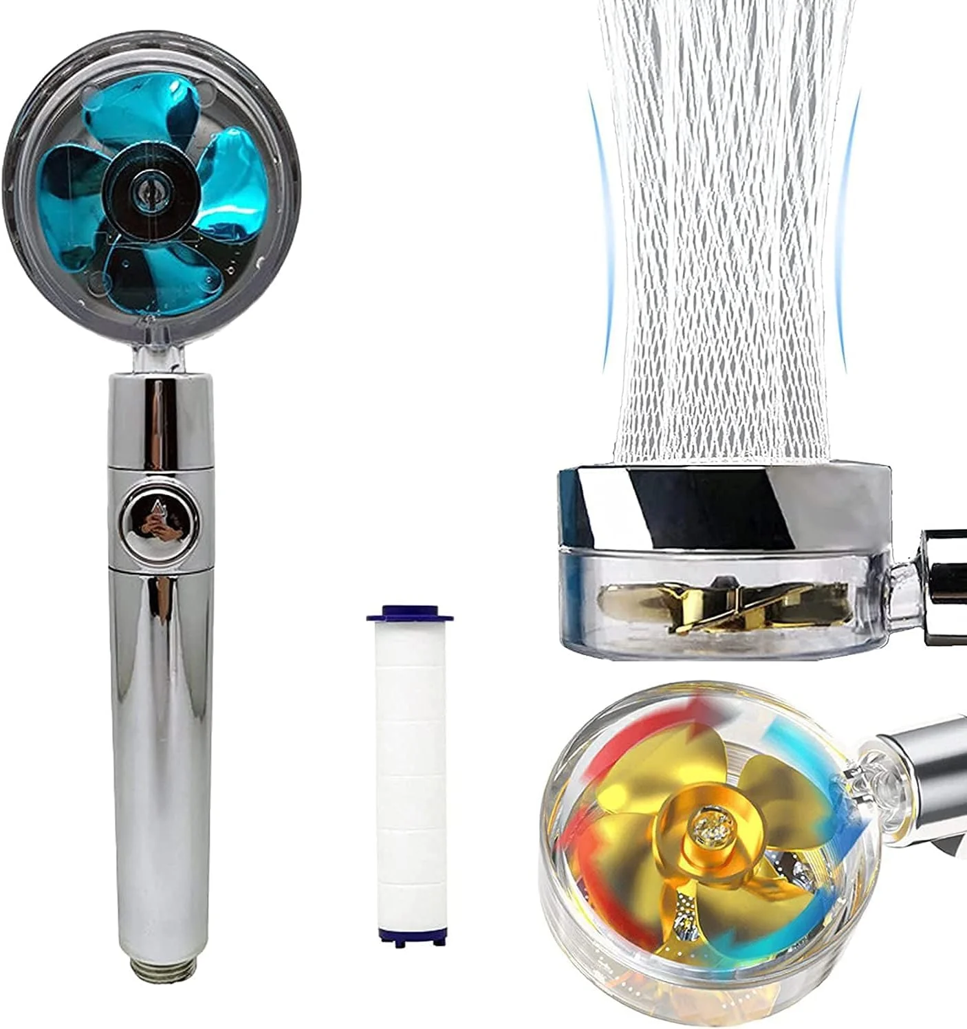 سردوش حمام NALACAL TikTok، سردوش فیلتردار جت هیدرو، سردوش چرخشی 360 درجه، سردوش توربو با فن پروانه ای برای افزایش فشار آب