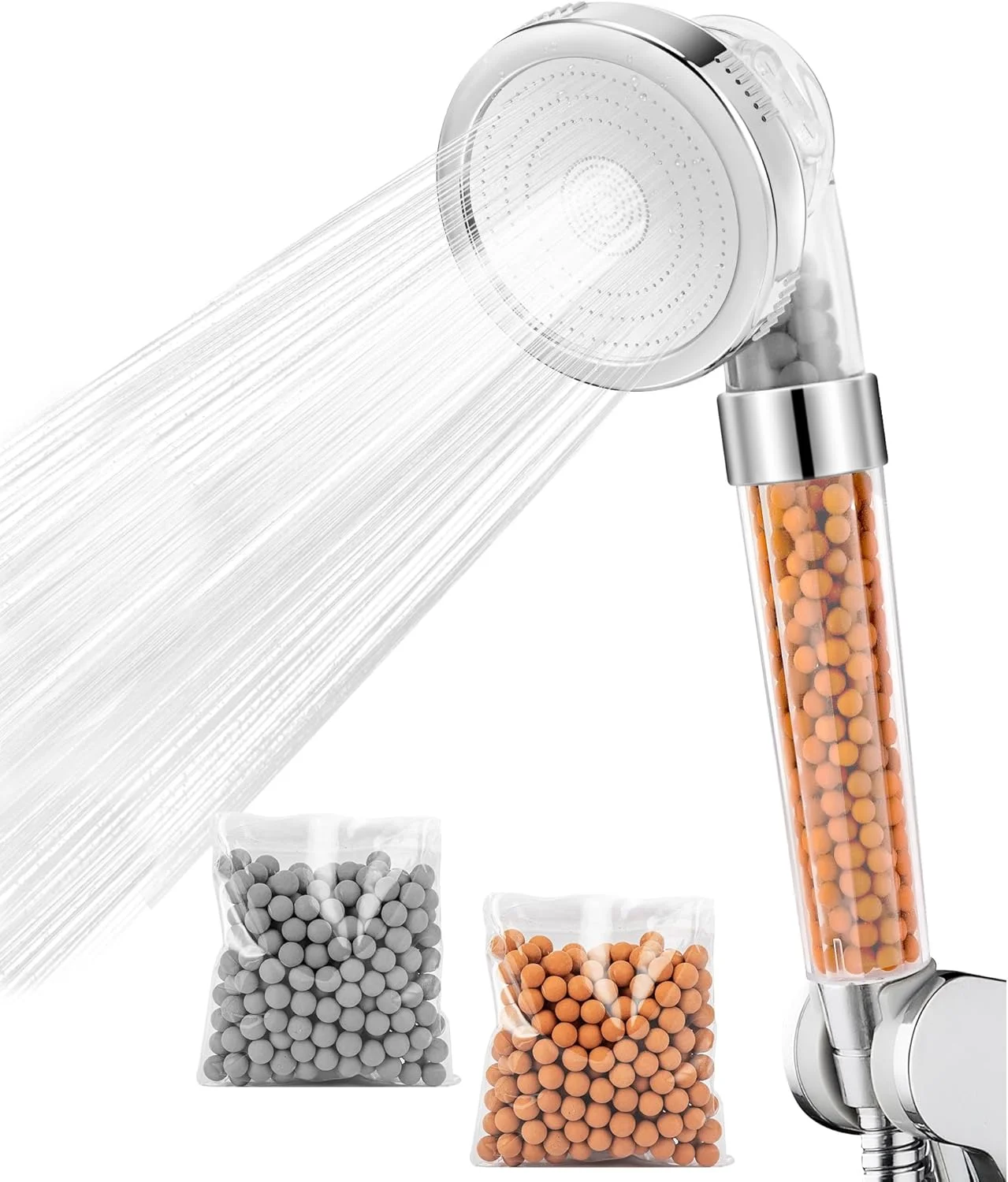سردوش فیلتردار NINEMAX، دارای 3 حالت اسپری، سردوش دستی با فشار آب بالا و صرفه جویی در آب به همراه 2 بسته سنگ فیلتر برای جلوگیری از ریزش مو، مناسب برای خانم ها و آقایان