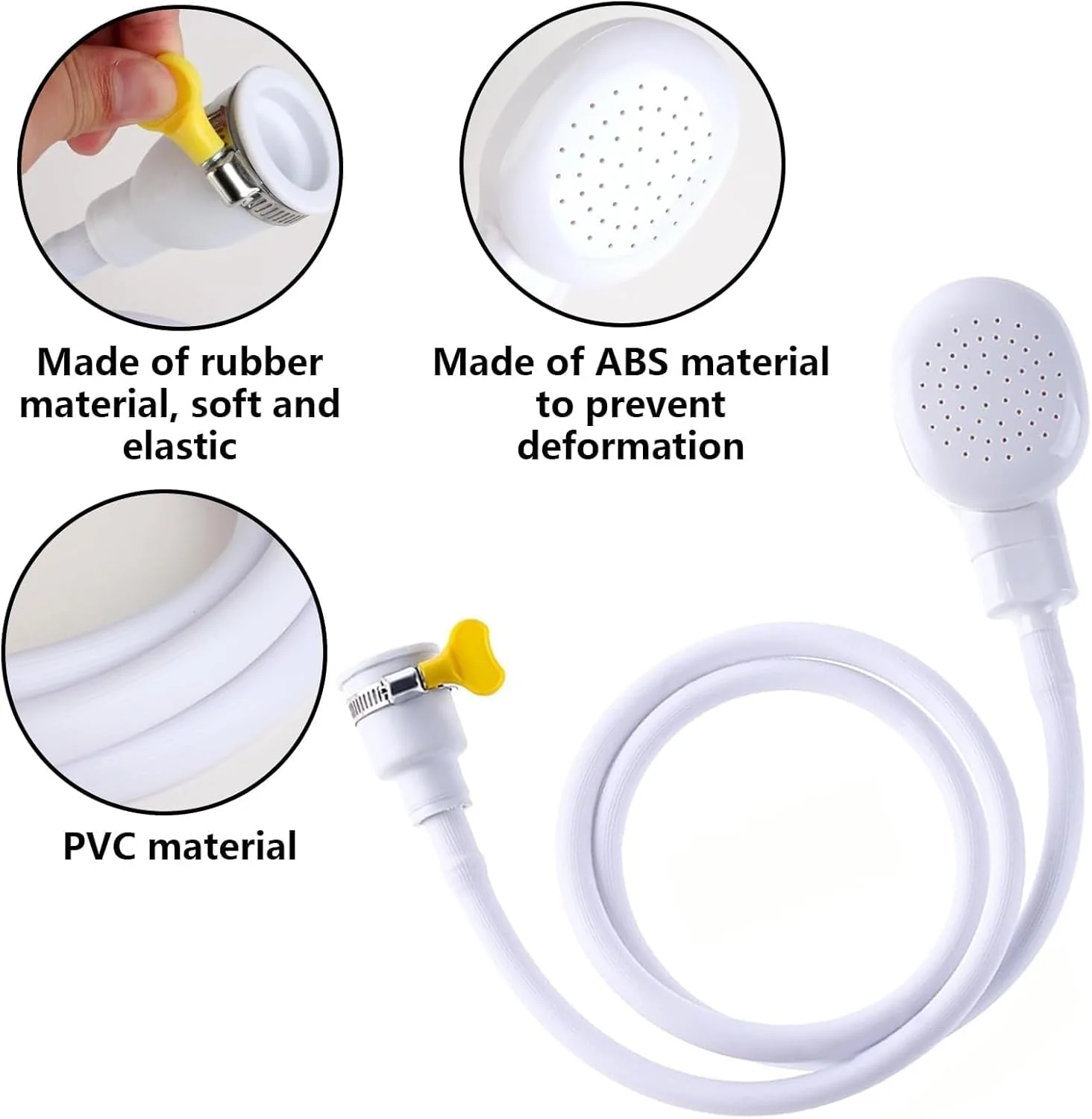 اتصال شیر حمام به دوش، شلنگ دوش 1.3 متری برای شیرهای حمام، سر دوش تکی، اتصال دوش دستی قابل حمل برای حمام، سینک و شستشوی حیوانات خانگی