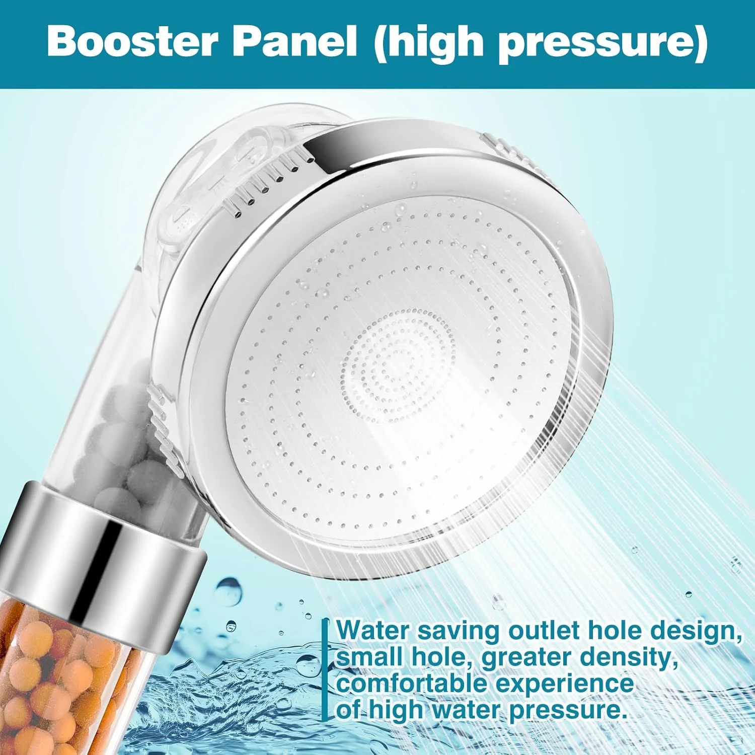 سردوش فیلتردار NINEMAX، دارای 3 حالت اسپری، سردوش دستی با فشار آب بالا و صرفه جویی در آب به همراه 2 بسته سنگ فیلتر برای جلوگیری از ریزش مو، مناسب برای خانم ها و آقایان