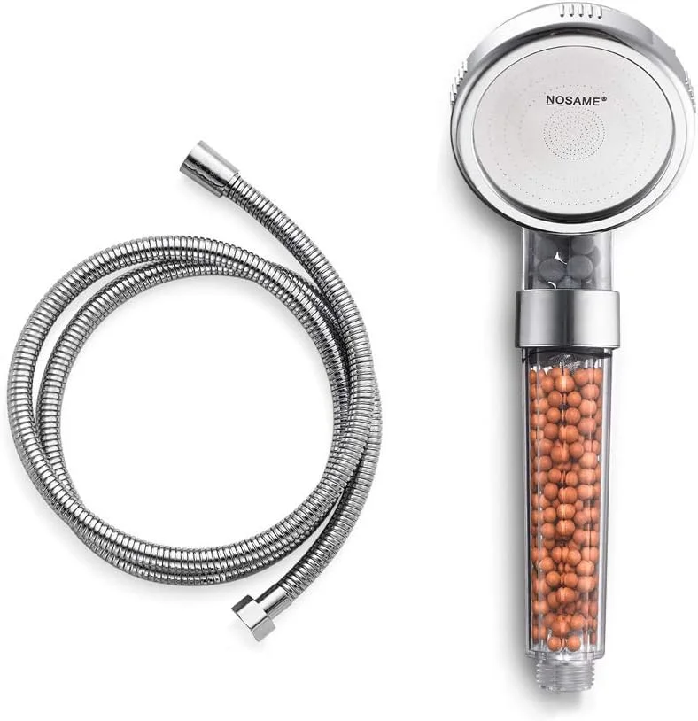 دوش دستی NOSAME با شلنگ، فیلتراسیون یونی، صرفه جویی در آب با فشار بالا، دارای 3 حالت عملکرد پاشش، مناسب برای پوست و موی خشک (دوش-2+شلنگ)