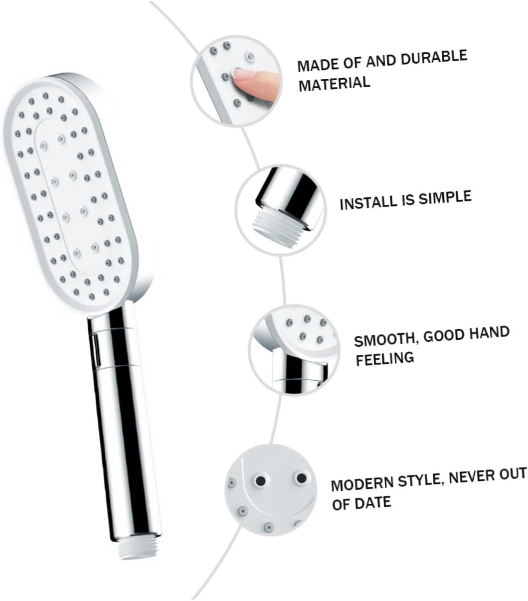 یک ست دوش دستی چند حالته با یک دکمه برای شلنگ اسپری نقره ای، نازل حمام خانگی ABS، براکت مدرسه، اسپری هتل، ضد انفجار، حالت های مختلف حمام و سر دوش