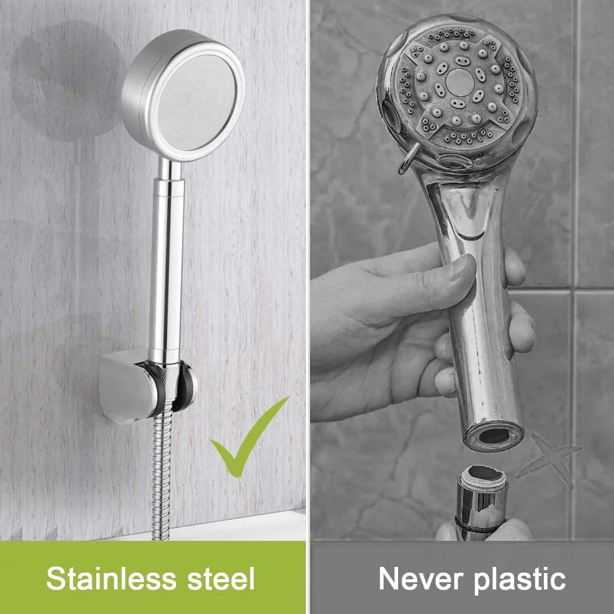 دوش دستی قابل حمل برای حمام و مسافرت، سر دوش پرفشار و قوی با رابط جهانی 1.5 متری