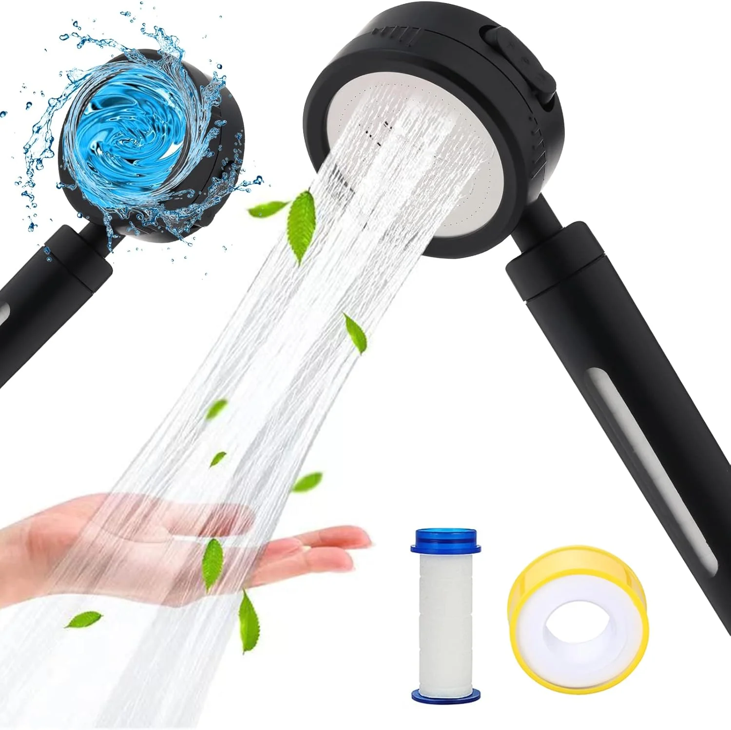 سردوش دستی اُودوپِلنت، فشار قوی با فیلتر برای آب سخت، سردوش بارانی با قابلیت چرخش 360 درجه، دارای 3 حالت اسپری، با VC مغذی و مراقبت از پوست و موی خشک (مشکی)