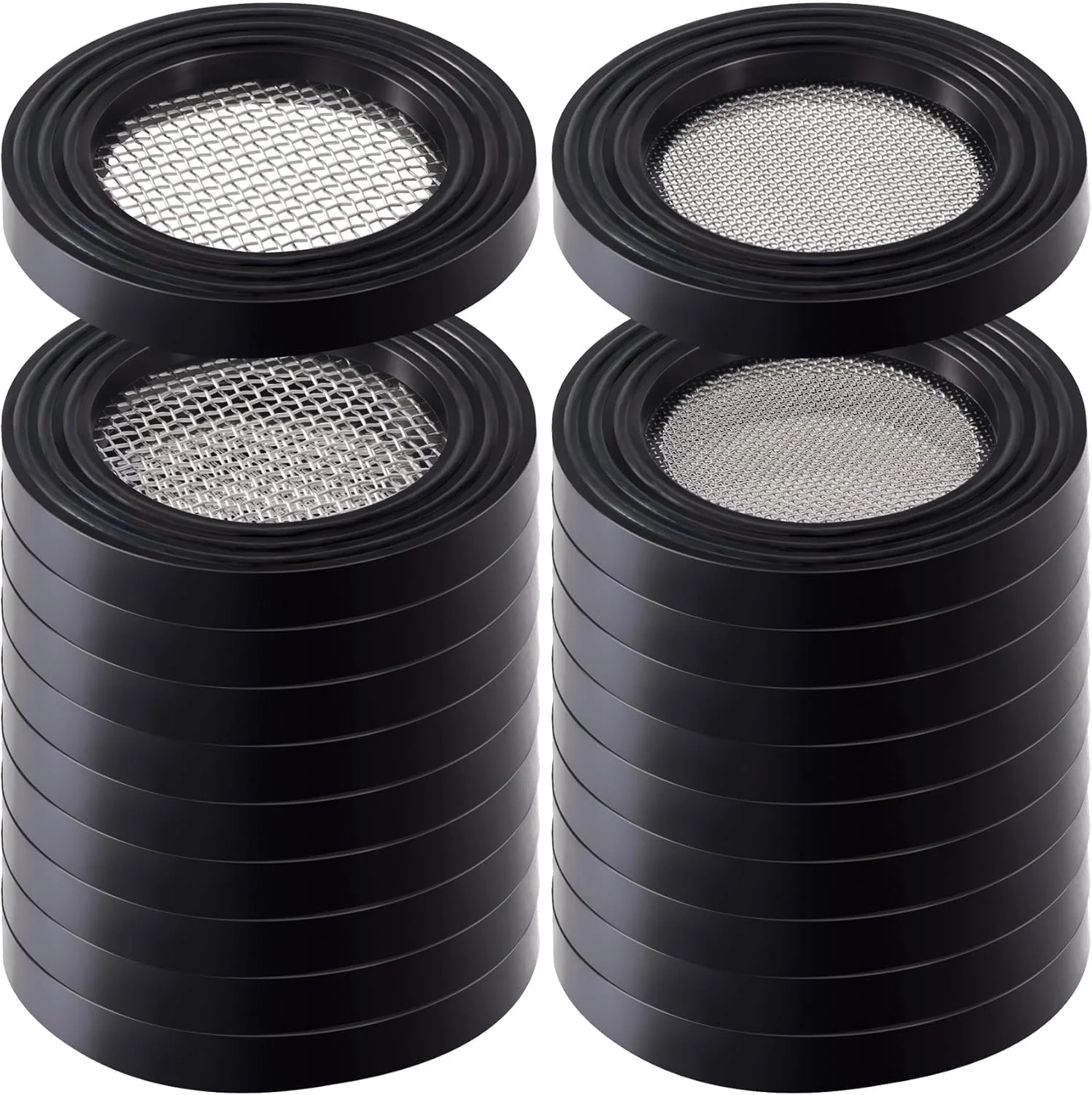 واشر فیلتر توری سر دوش PAGOW، 20 عدد، 3/4 اینچ، 10 عدد توری 40 + 10 عدد توری 80، حلقه های O شکل استیل ضد زنگ برای شلنگ سر دوش ثابت و دستی 3/4 اینچ، شیر آب، شلنگ باغ (مشکی)